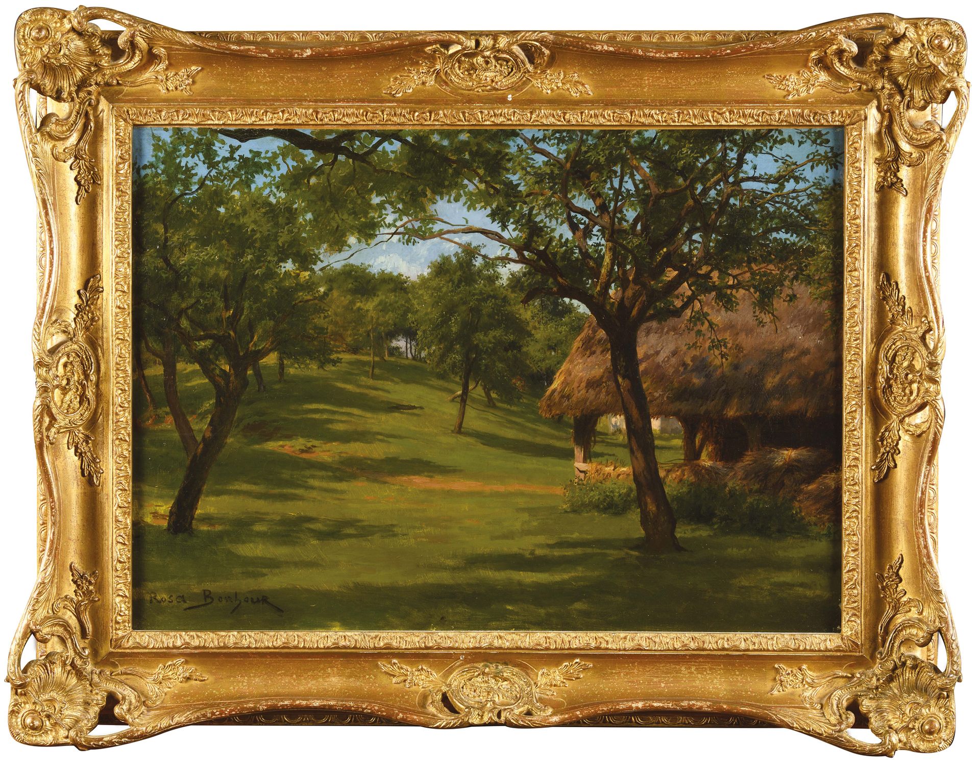 Null Rosa BONHEUR (1822-1899) Grange et ferme sur la colline Huile sur toile Por&hellip;