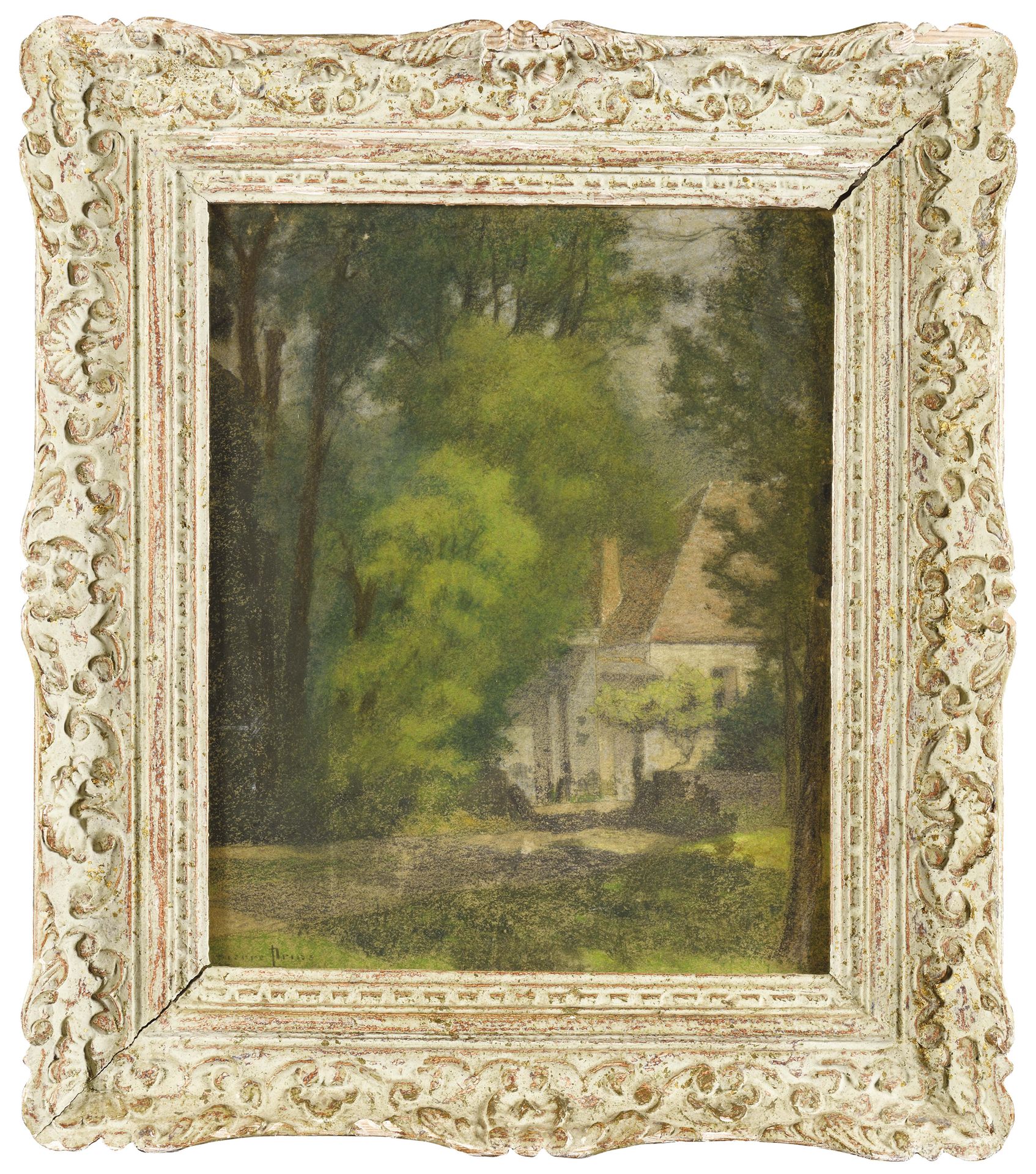 Null Pierre Ernest PRINS (1838-1913) La maison de l'artiste Pastel Signé en bas &hellip;