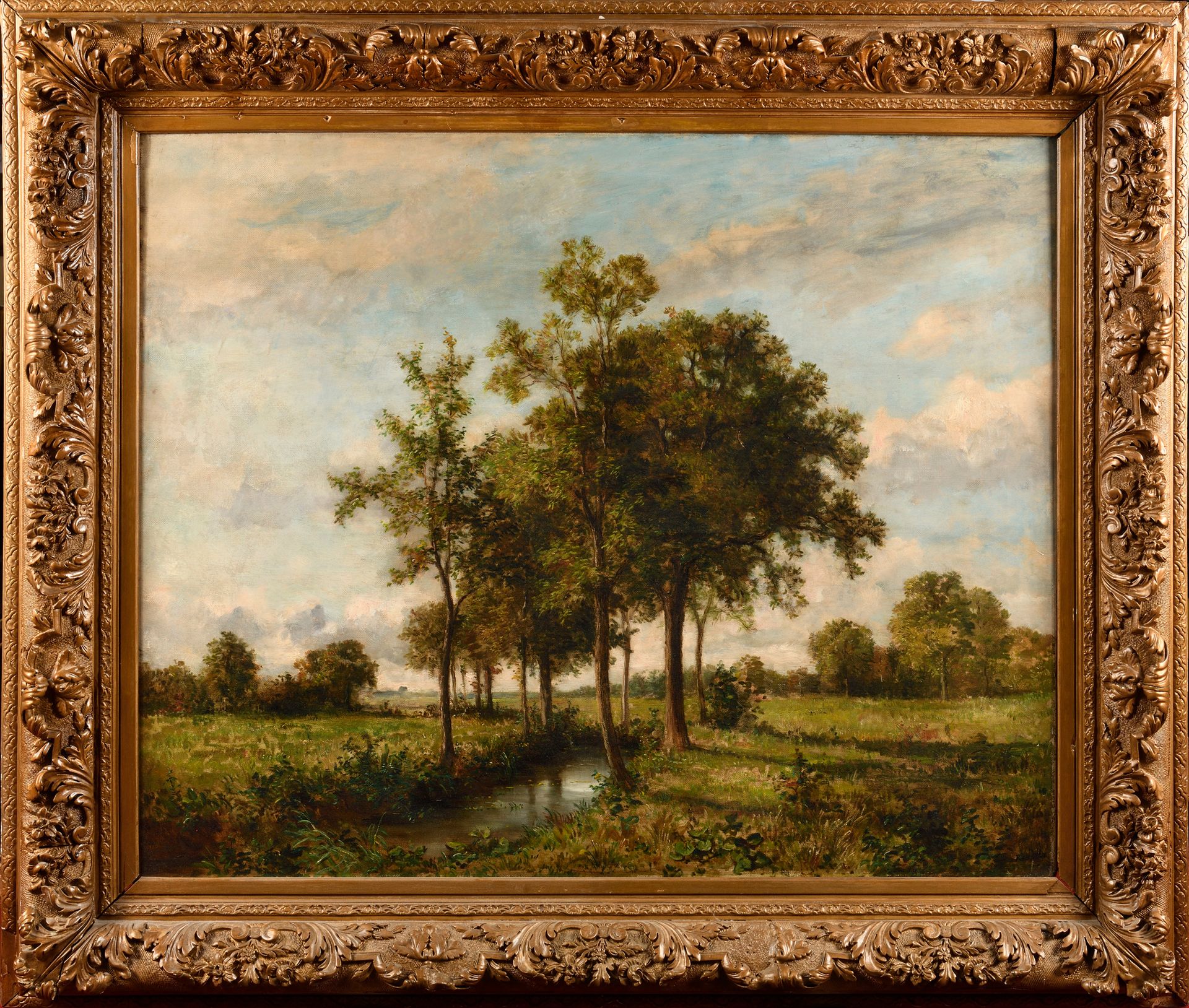 Null Robert Charles G.MOLS (1848-1903) Bord de ruisseau 布面油画 右下角签名 90 x 110 cm 带&hellip;