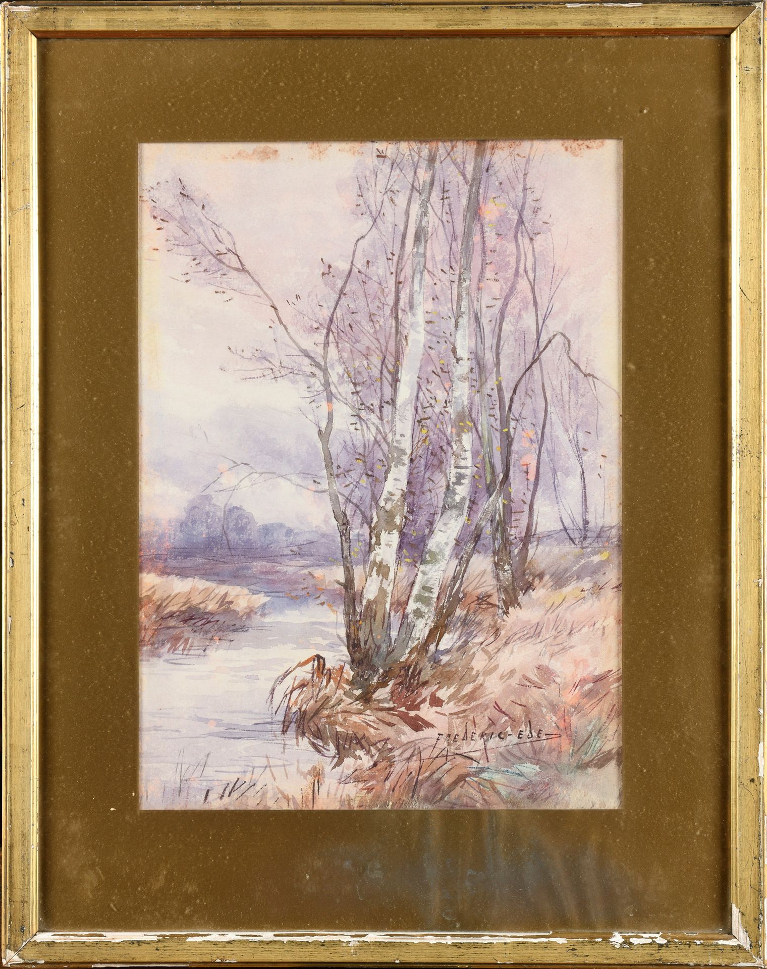 Null Frédéric EDE (1865-1943) Environs de Montigny 水彩画，右下角签名，37 x 27 cm (见图) 带画框&hellip;