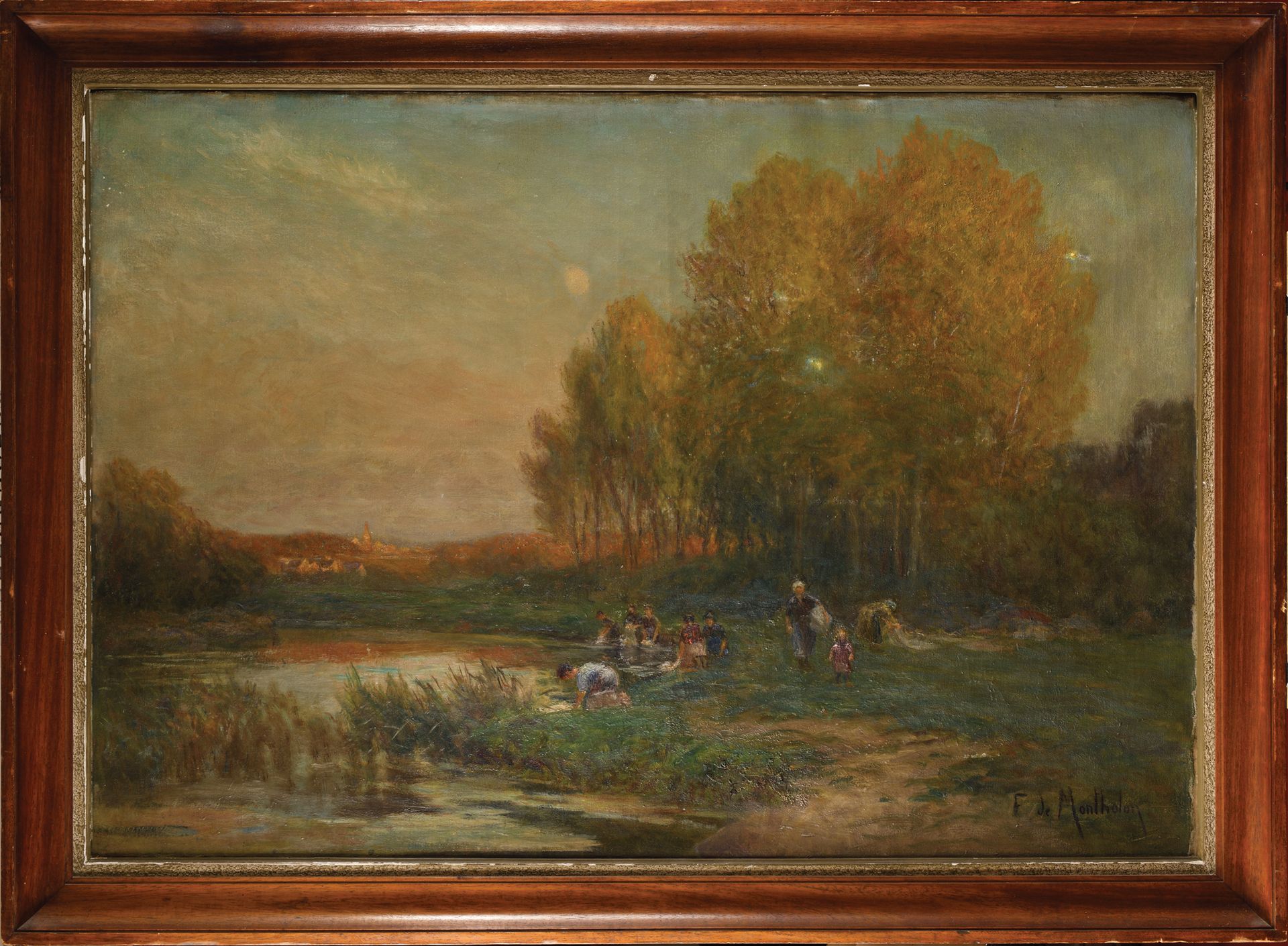 Null François Richard DE MONTHOLON (1856-1940) Les lavandières Oil on canvas Sig&hellip;