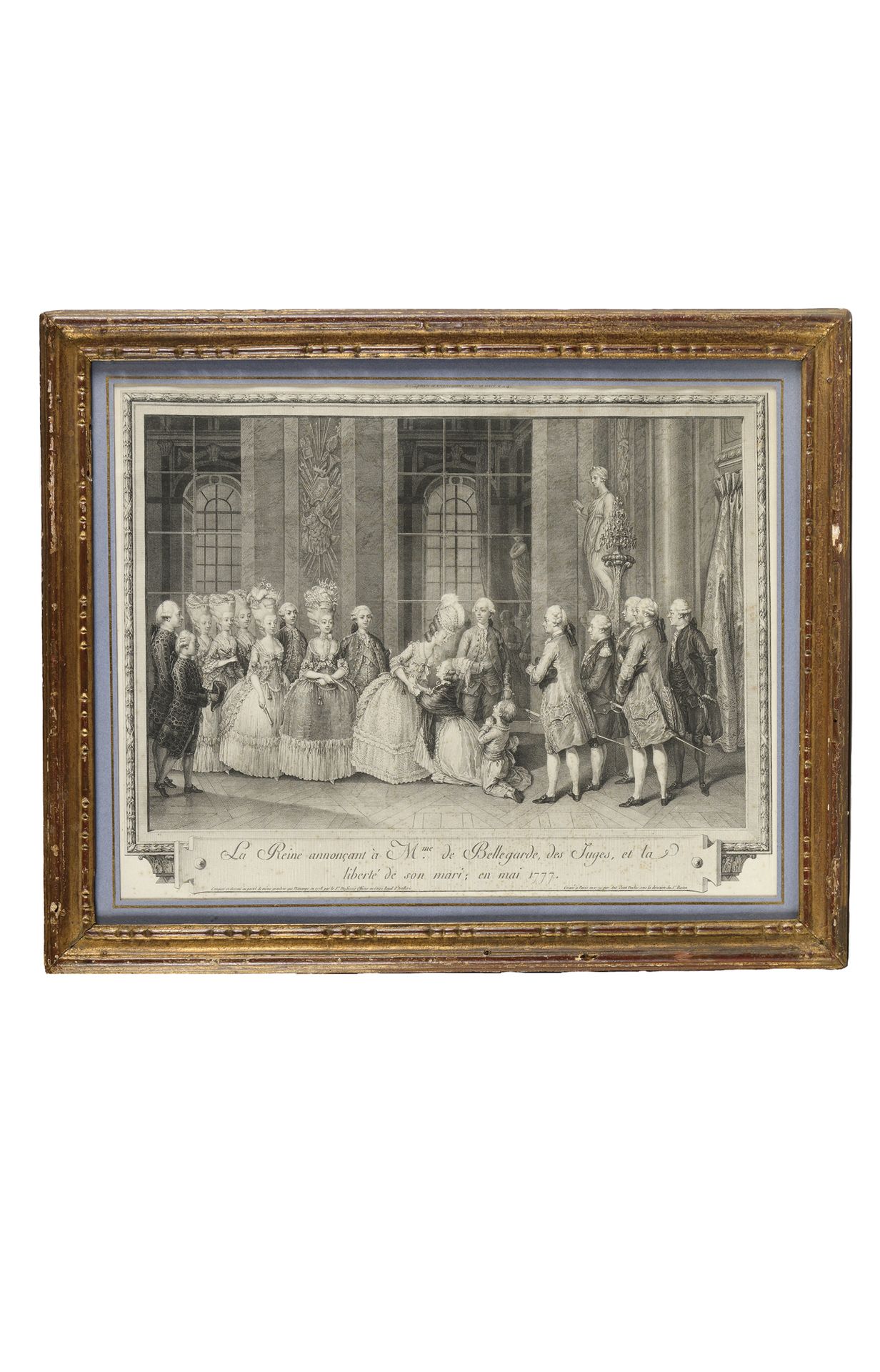 Null ANTOINE JEAN DUCLOS (1742-1795) 女王向贝勒加德夫人宣布法官和她丈夫的自由，1777年5月。高39.5厘米-宽50.5厘&hellip;