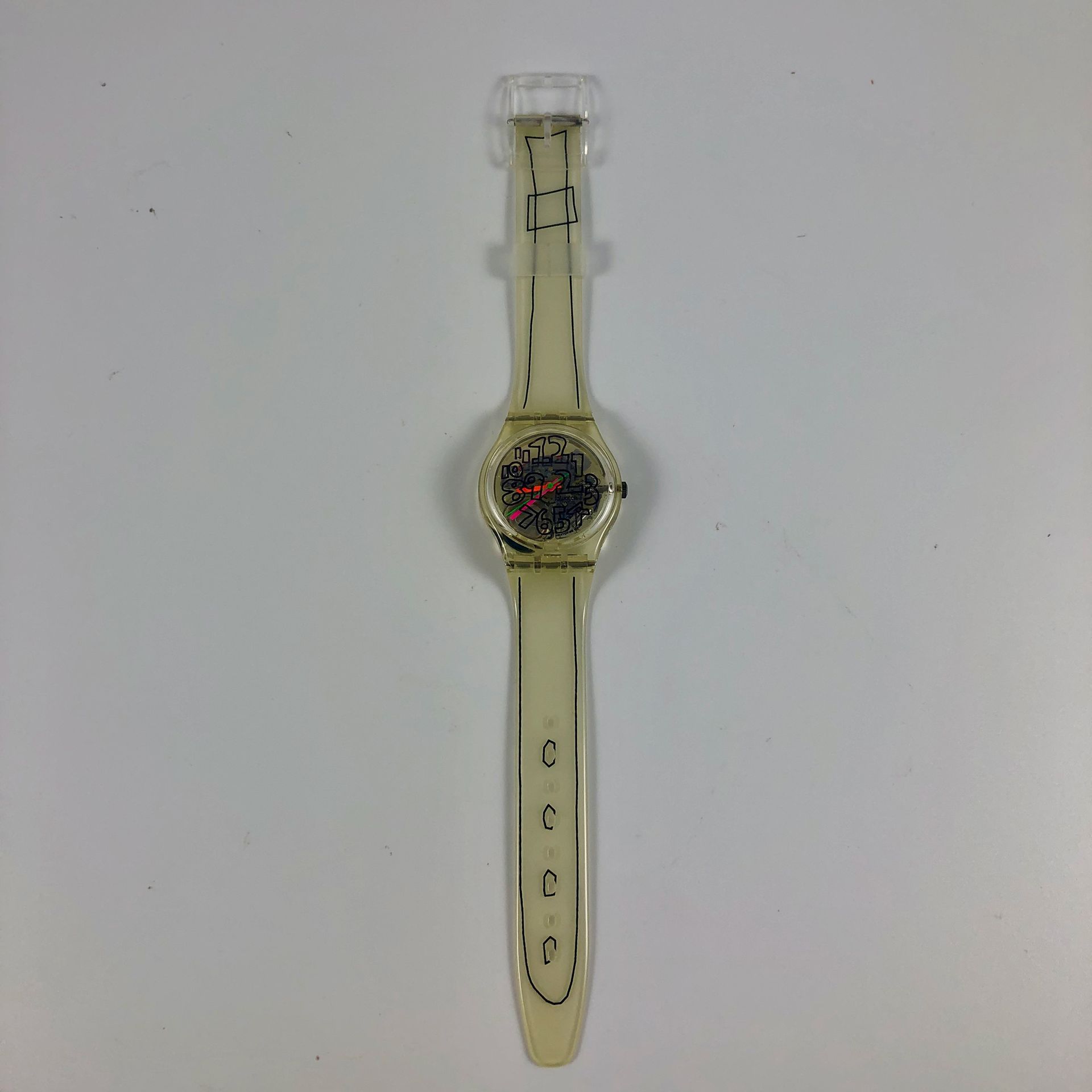 Null SWATCH

Vers 1993.

Réf: GZ124.

Montre bracelet modèle "Scribble - Noel 19&hellip;