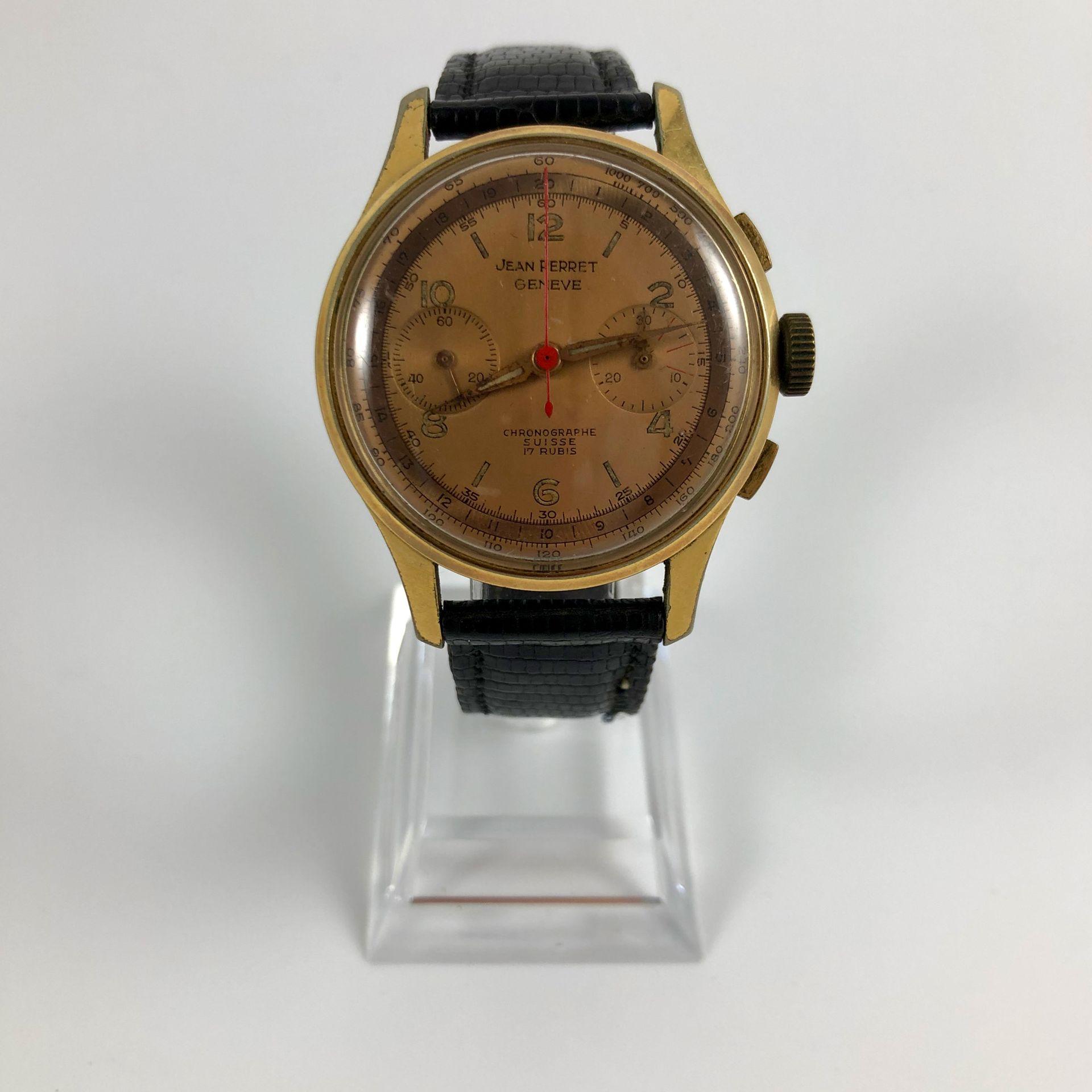 Null 
JEAN PERRET. Swiss Chronograph.

Circa 1960. Seconds counter at 9 o'clock,&hellip;