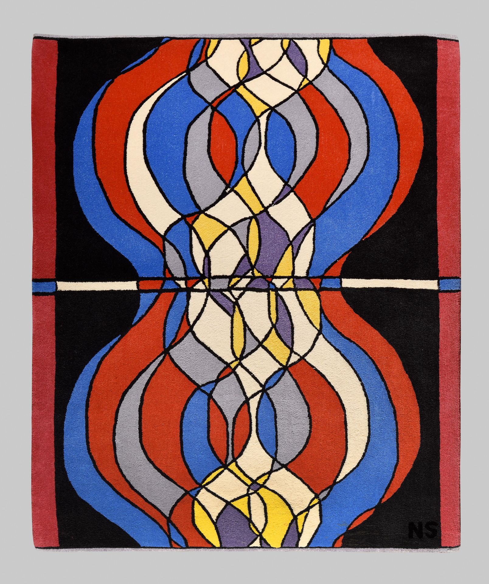 Null NICOLAS SCHÖFFER (HUN-FRA/ 1912-1992) Vartap tapis en laine signé des initi&hellip;