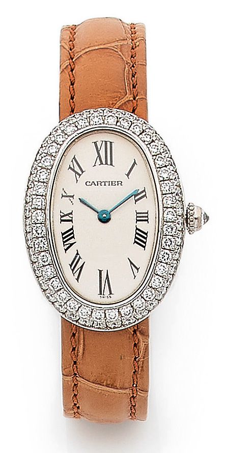 Null CARTIER WATCH "Baignoire" for women in 18K white gold, featuring a white di&hellip;