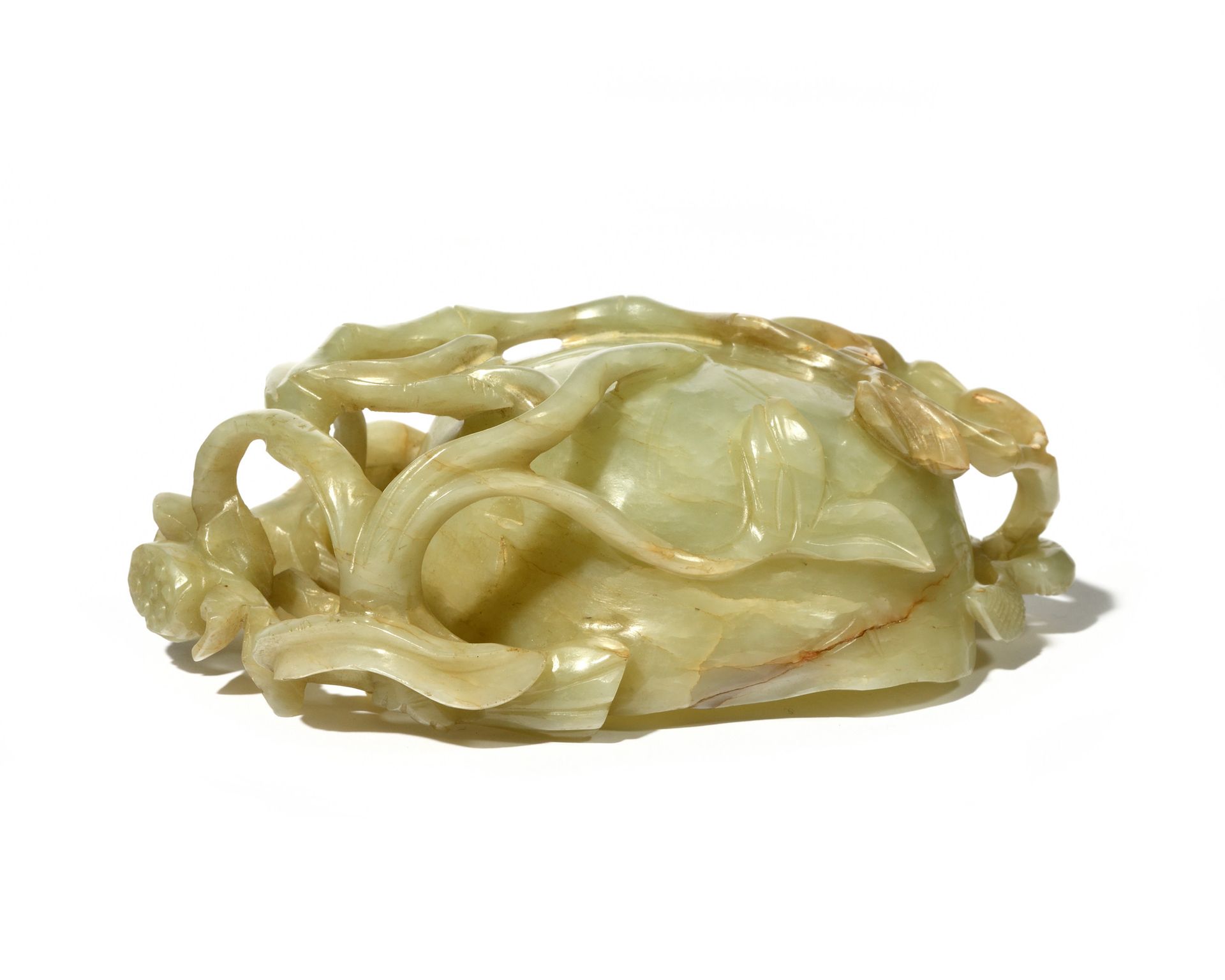 Null CHINE Objet de lettré (lave-pinceaux) en jade sculpté vert clair représenta&hellip;
