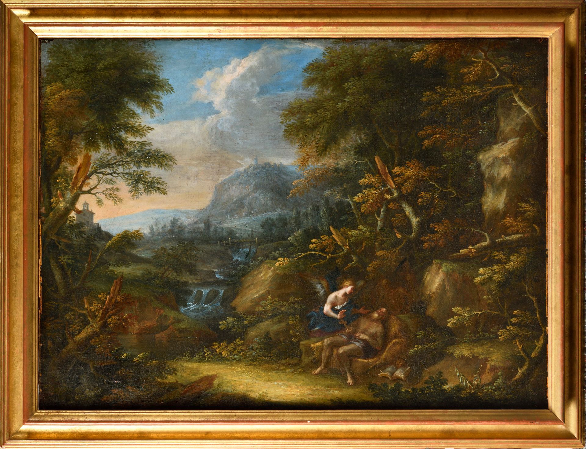 Null 吉奥。LONARDI *** 18世纪意大利画派 圣人之死的森林景观 画布高度：101厘米 宽度：73厘米 左侧有签名 "Gio.Lonardo f"