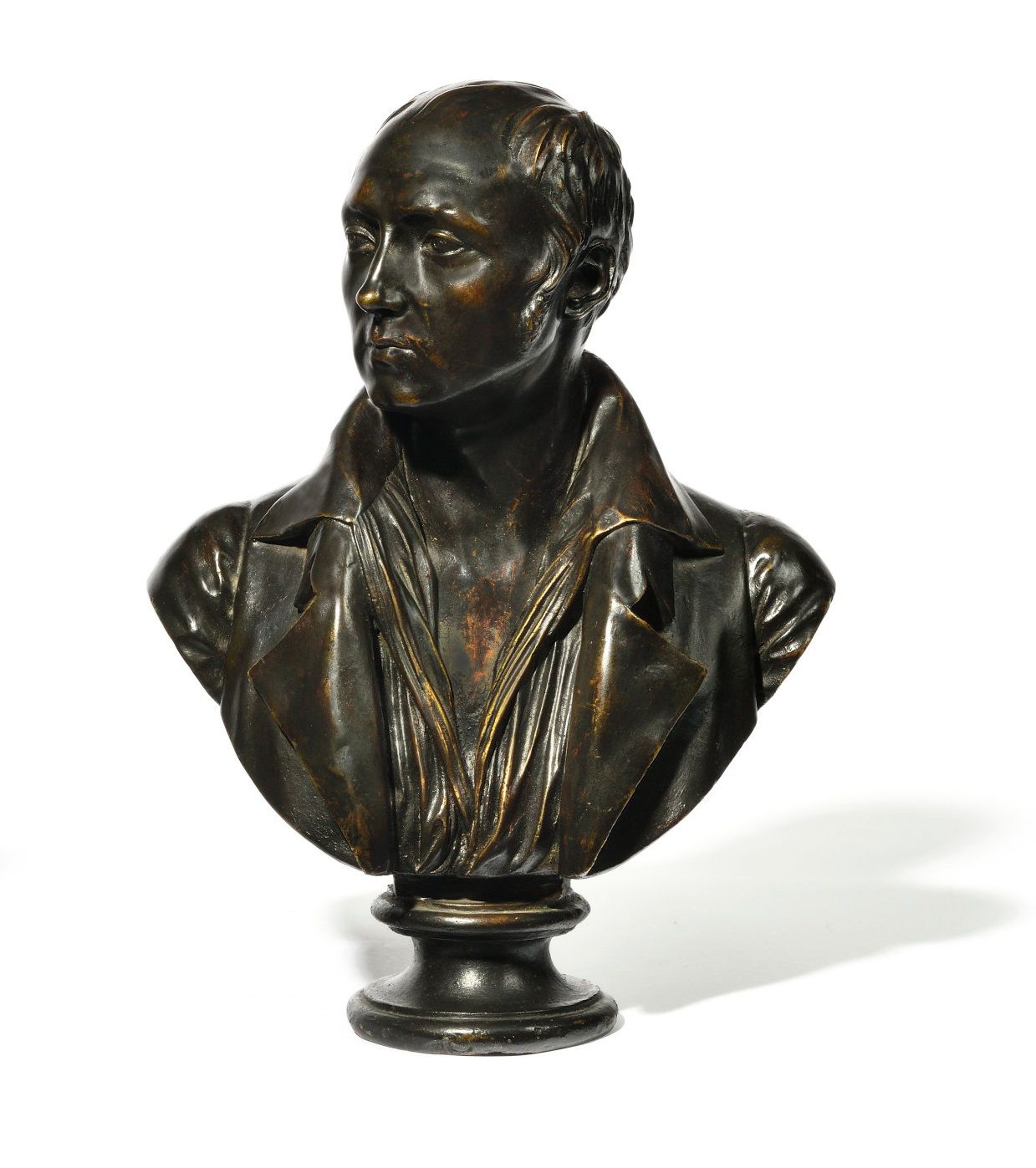 Null Portrait of an artist Small life bronze bust with brown patina H.: 36 cm