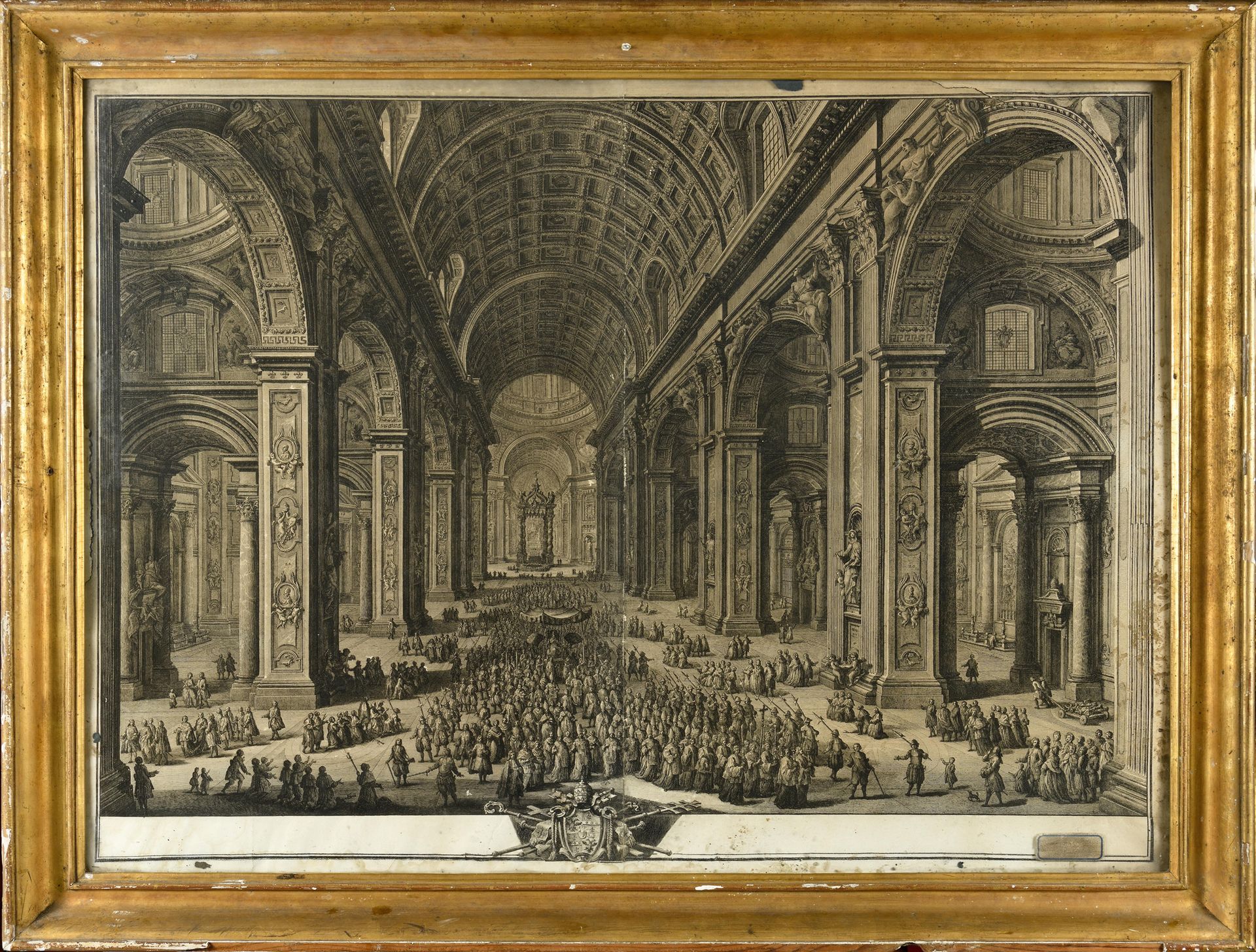 Null Vista de una procesión en la Basílica de San Pedro en Roma Grabado Altura 7&hellip;