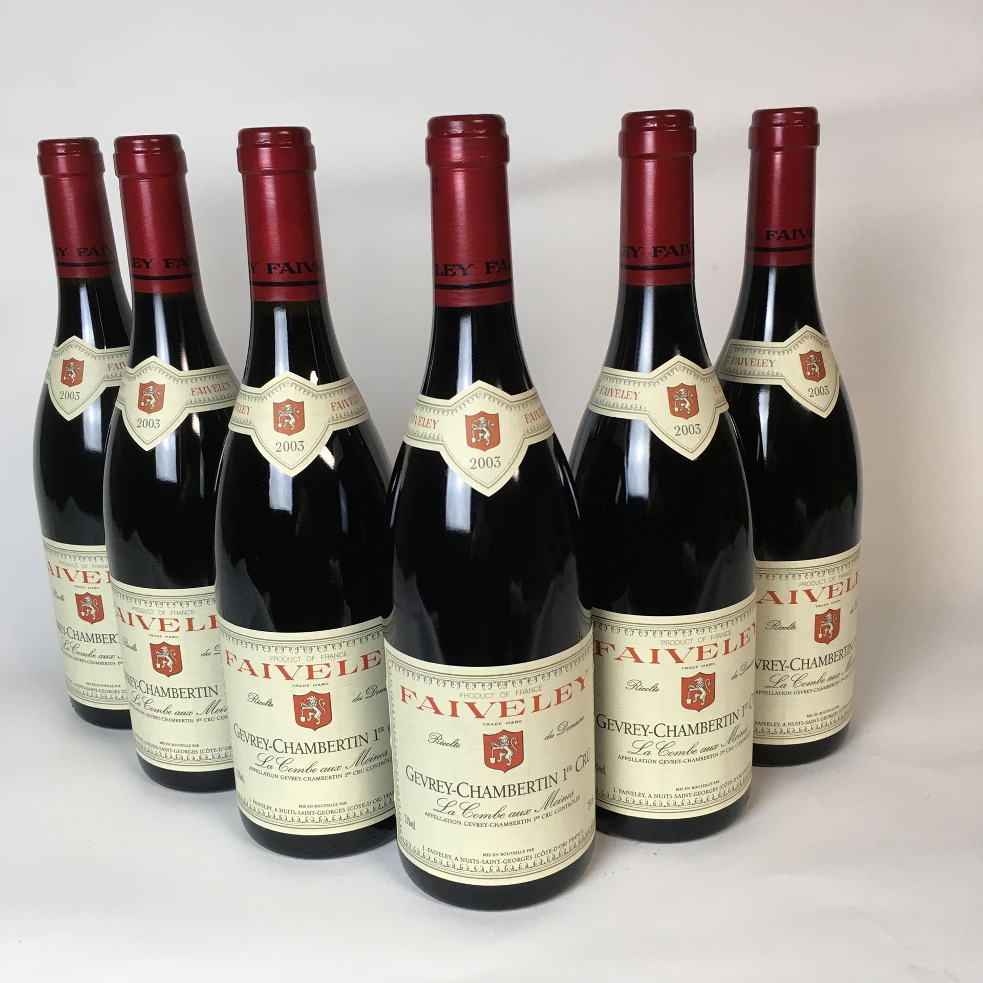 Null 6 bottles GEVREY-CHAMBERTIN 2003 1er cru "les Combes aux Moines" Domaine Fa&hellip;
