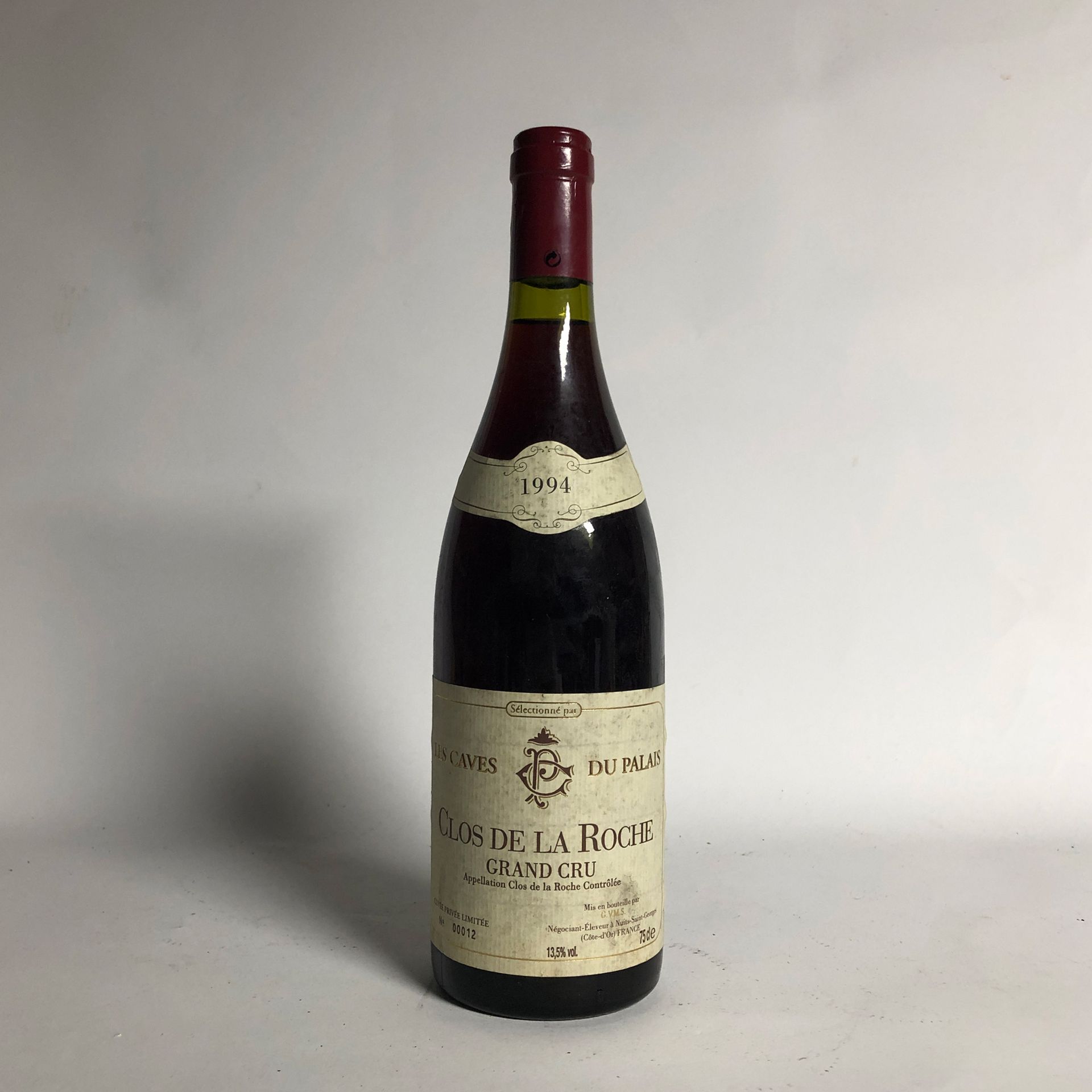 Null 1 botella CLOS DE LA ROCHE 1994 Grand Cru Les Caves du Palais (etiqueta des&hellip;