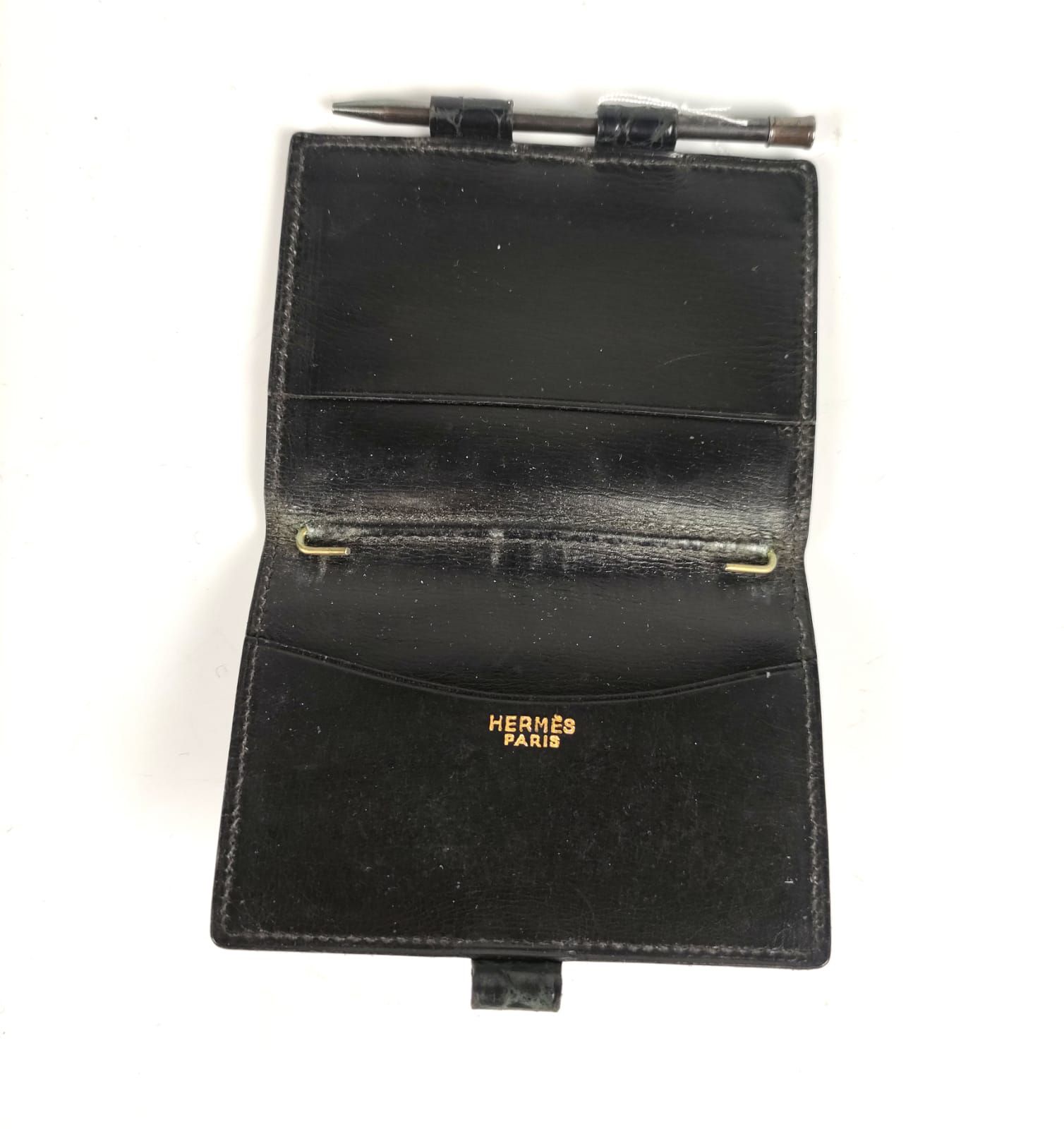 Null HERMES Agendatasche aus schwarzem Krokoleder. 9,5 x 7 cm gebrauchter Zustan&hellip;