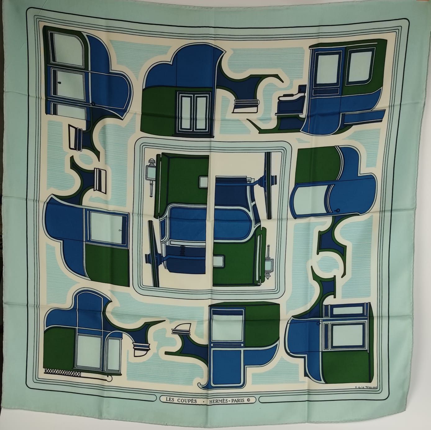 Null HERMES Silk scarf "Les Coupés" traces of folds