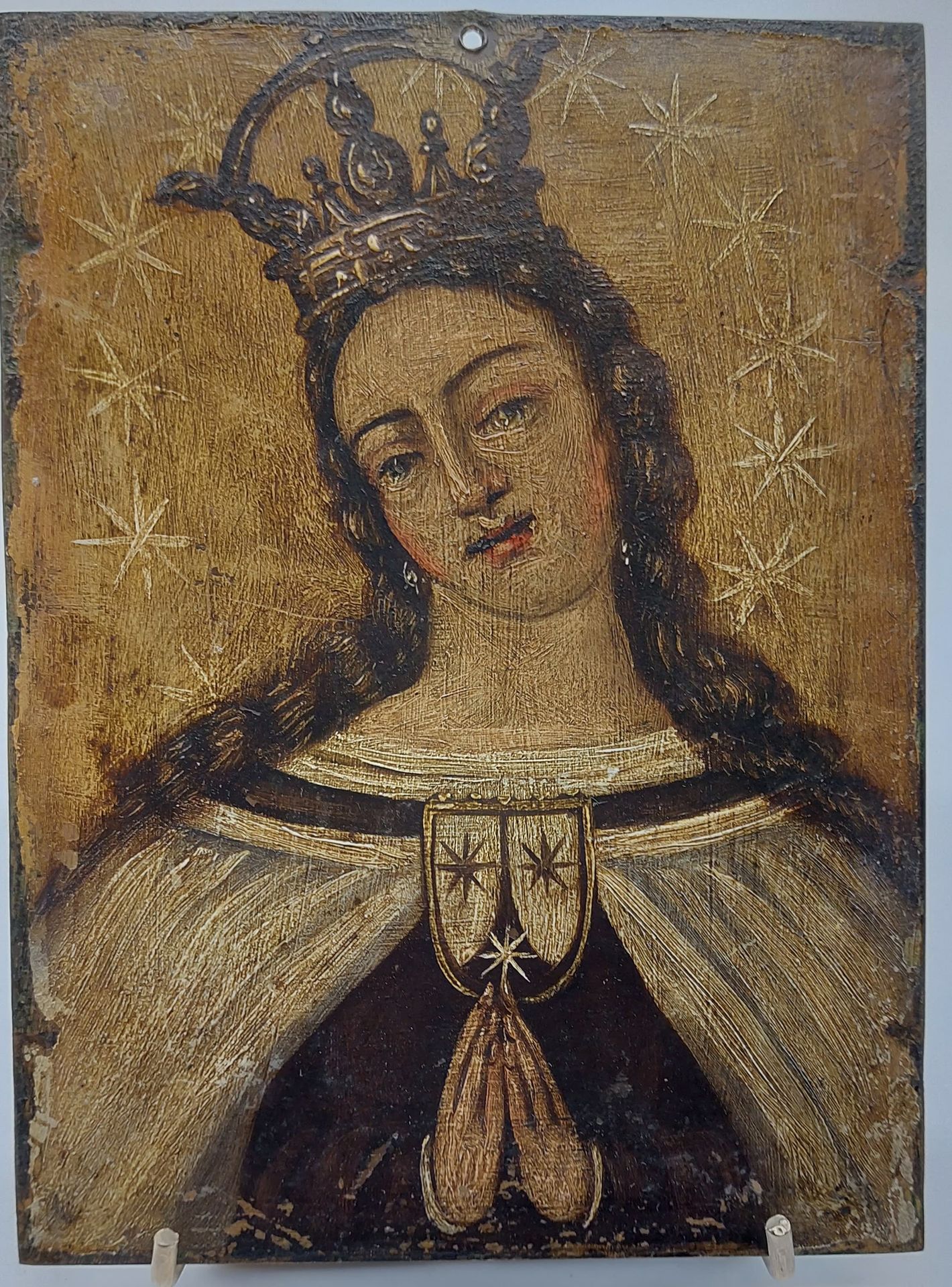 Null PEINTURE SUR CUIVRE, Vierge à la couronne, XVIIIe siècle. 

H : 20 cm ; L :&hellip;