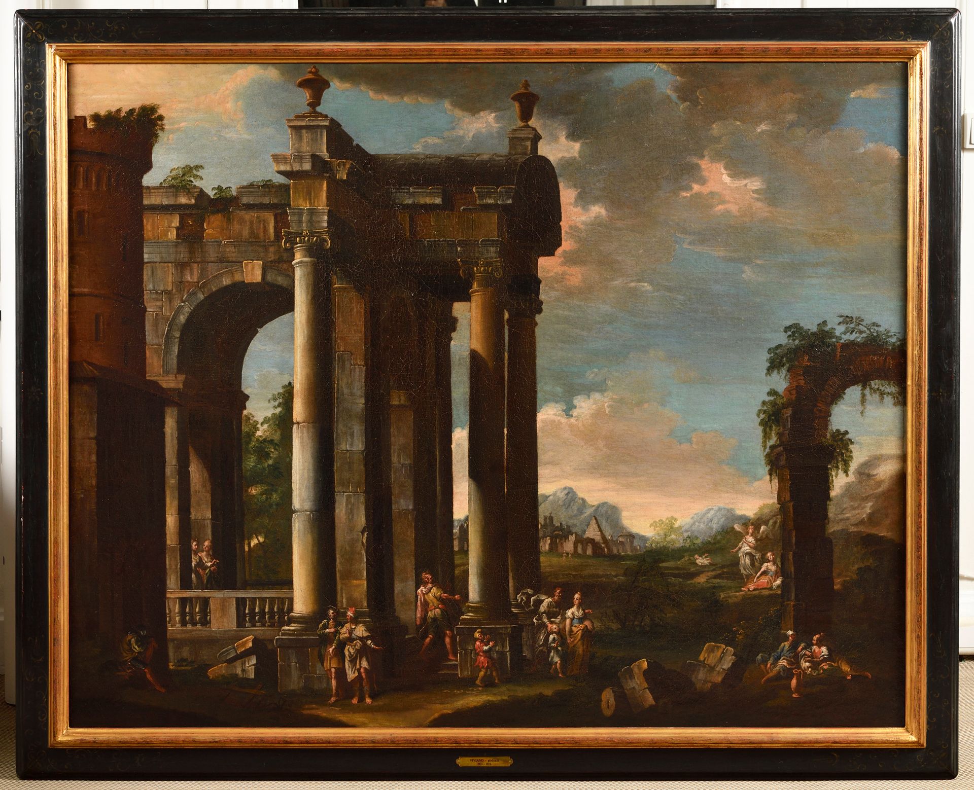 Null Attributed to Viviano CODAZZI 1604-1670) Lively scene in ruins Oil on canva&hellip;