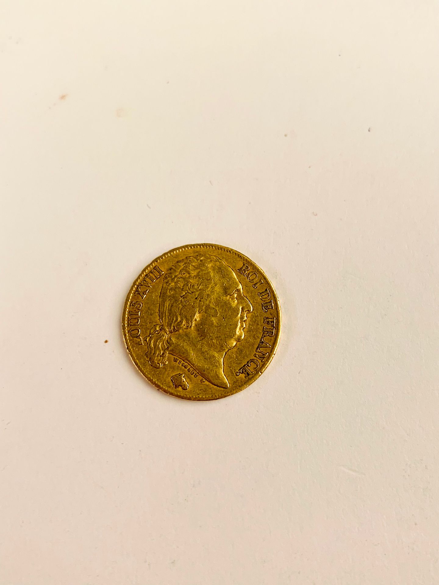 Null 1 STÜCK 20 Frs Gold Louis XVIII, 1820, Atelier A, Paris. Gewicht: 6.42 gr