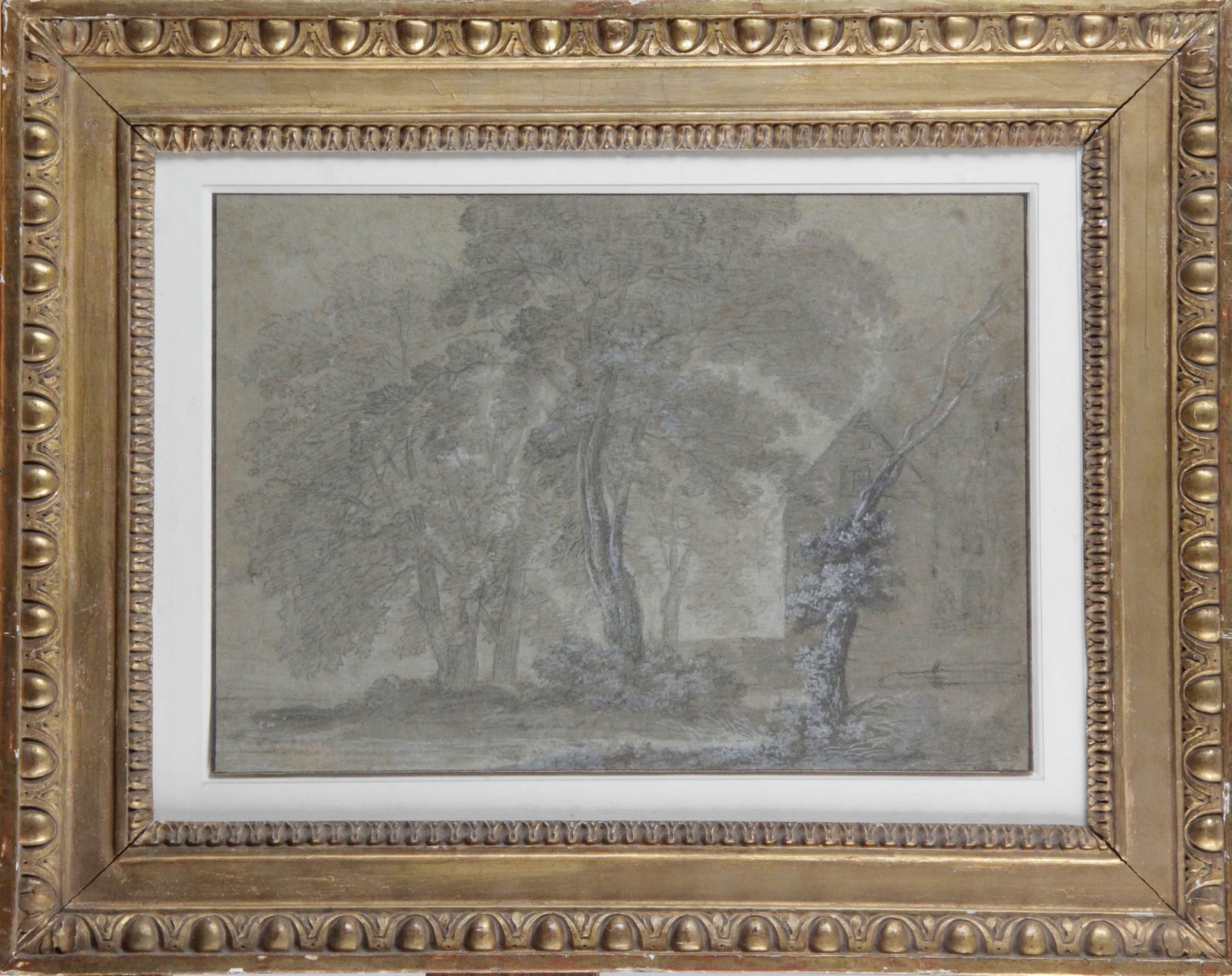 Null Attribuito a Jean-Baptiste OUDRY (1686-1755) Paesaggio boschivo Matita nera&hellip;