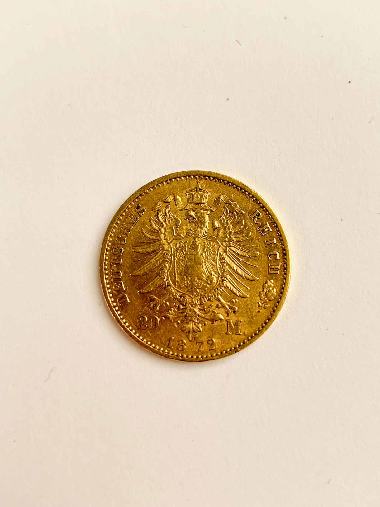 Null 1 PIÈCE de 20 Marks 1872, Kaiser Konig Preussen. Poids : 7,92 gr