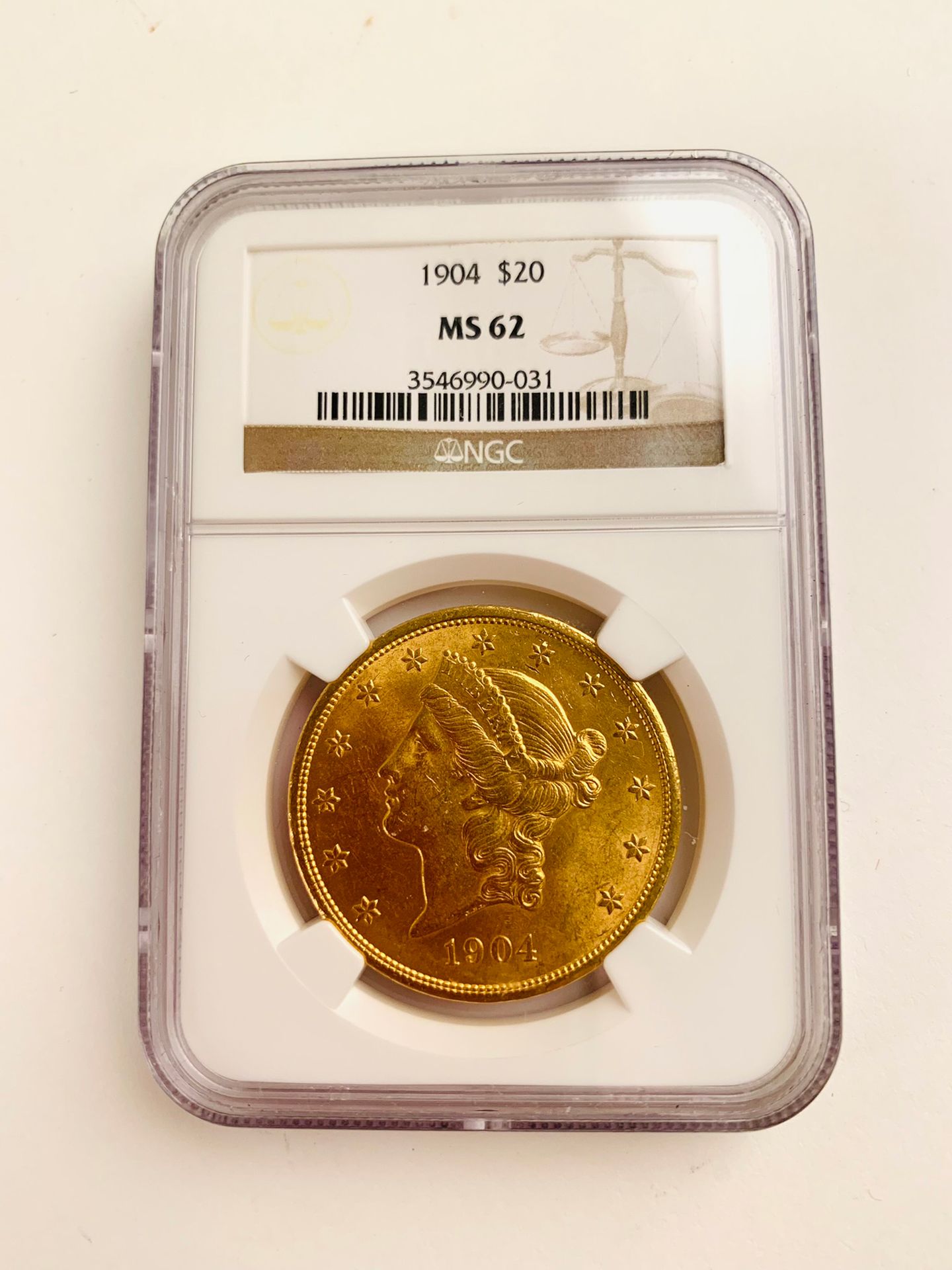 Null 1 PIECE of 20 Dollars, US gold 1904 Weight : 33,5 g