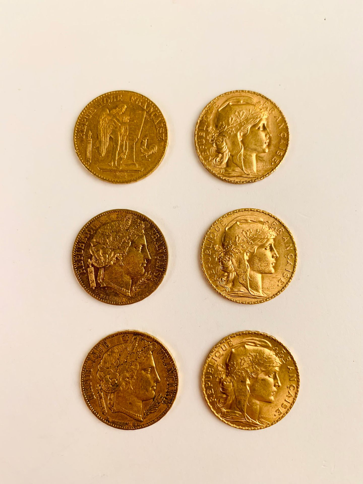 Null 6 PIEZAS de 20 Frs, oro. Dos París, 1850 y 1851 (Segunda República 1848-185&hellip;