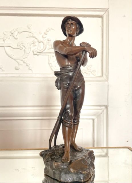 Null Charles Octave LEVY (1820-1899) Faneur Bronze à double patines signé sur la&hellip;