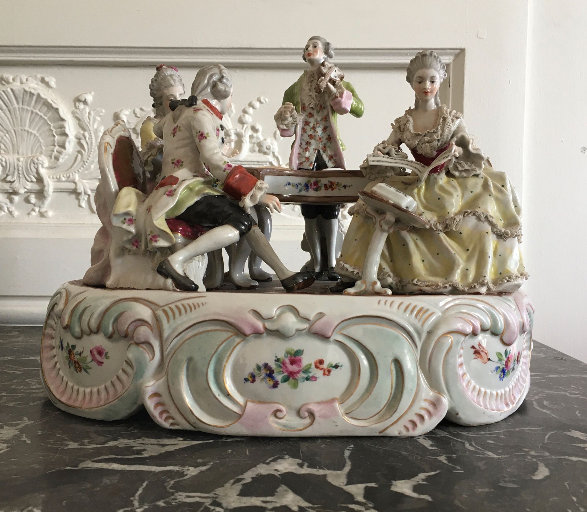 Null GROUP in German porcelain enamelled and polychromed with characters around &hellip;