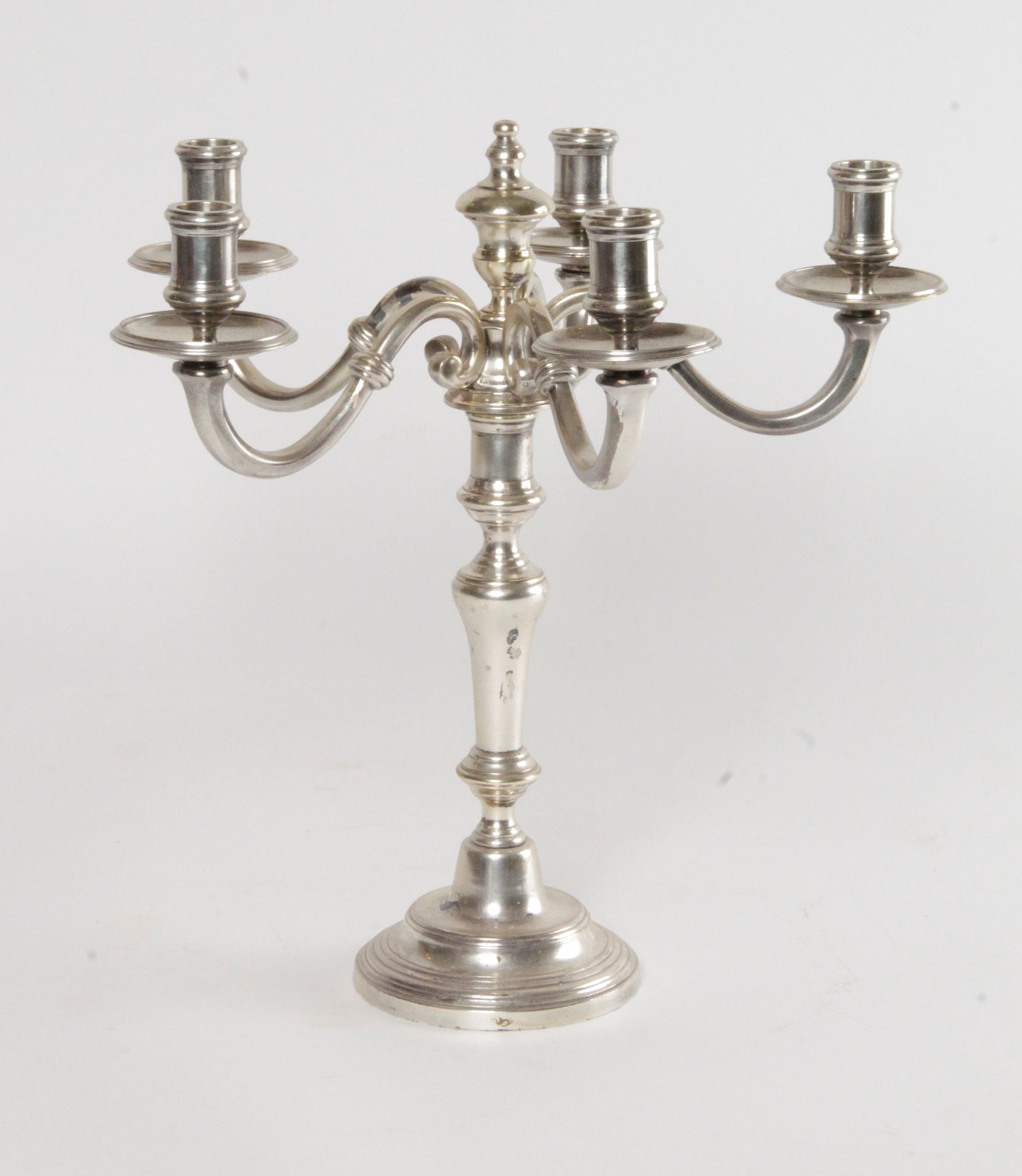 Null CANDELABRE with five silver plated metal light arms, ringed baluster H. 37 &hellip;