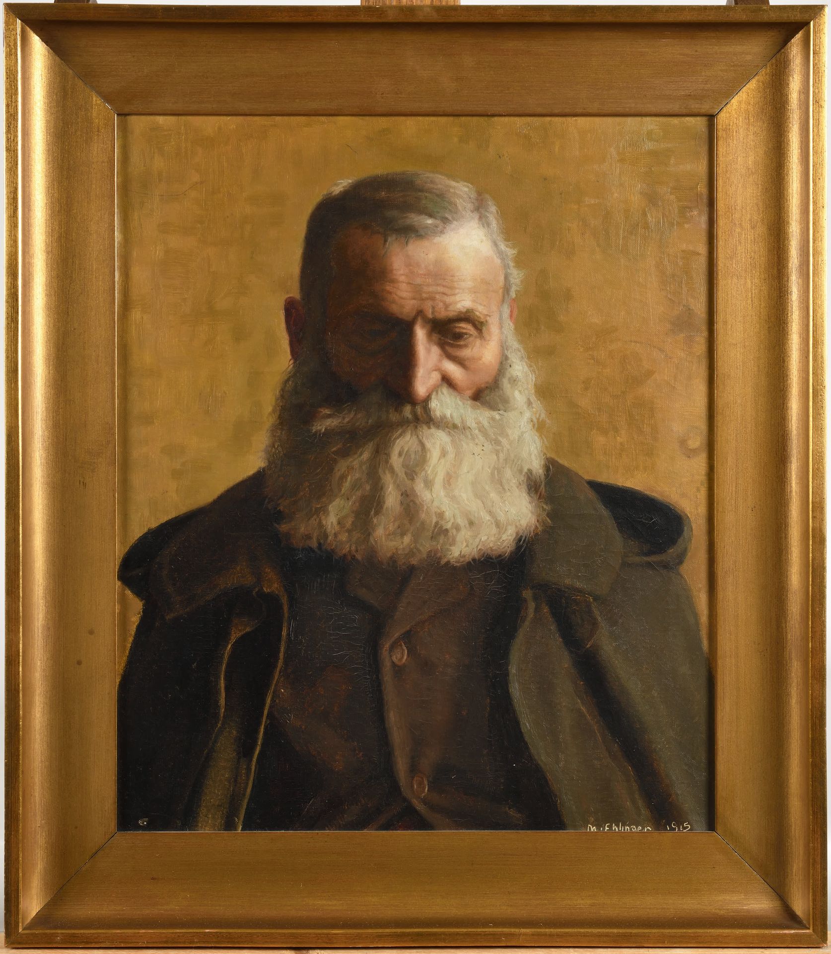 Null MAURICE AMBROISE EHLINGER (1896-1981) Portrait de paysan vosgien, 1915 Huil&hellip;
