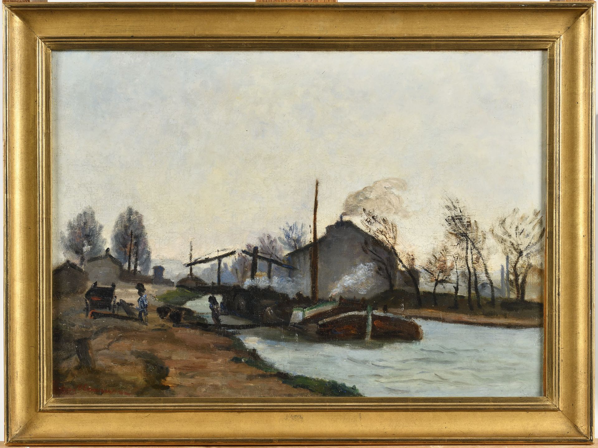 Null ARMAND GUILLAUMIN (1841-1927) Bord de canal en Ile-de-France, um 1869 Öl au&hellip;