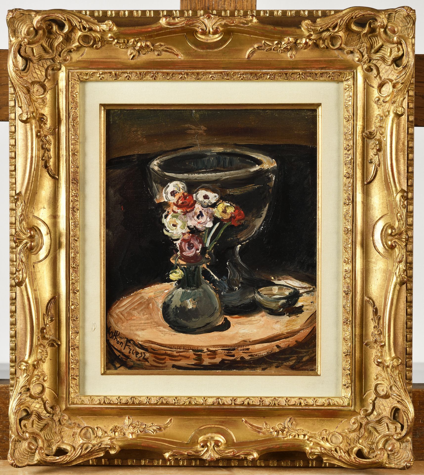 Null EMILE-OTHON FRIESZ (1879-1949) Coupe et bouquet d'anémones Óleo sobre lienz&hellip;