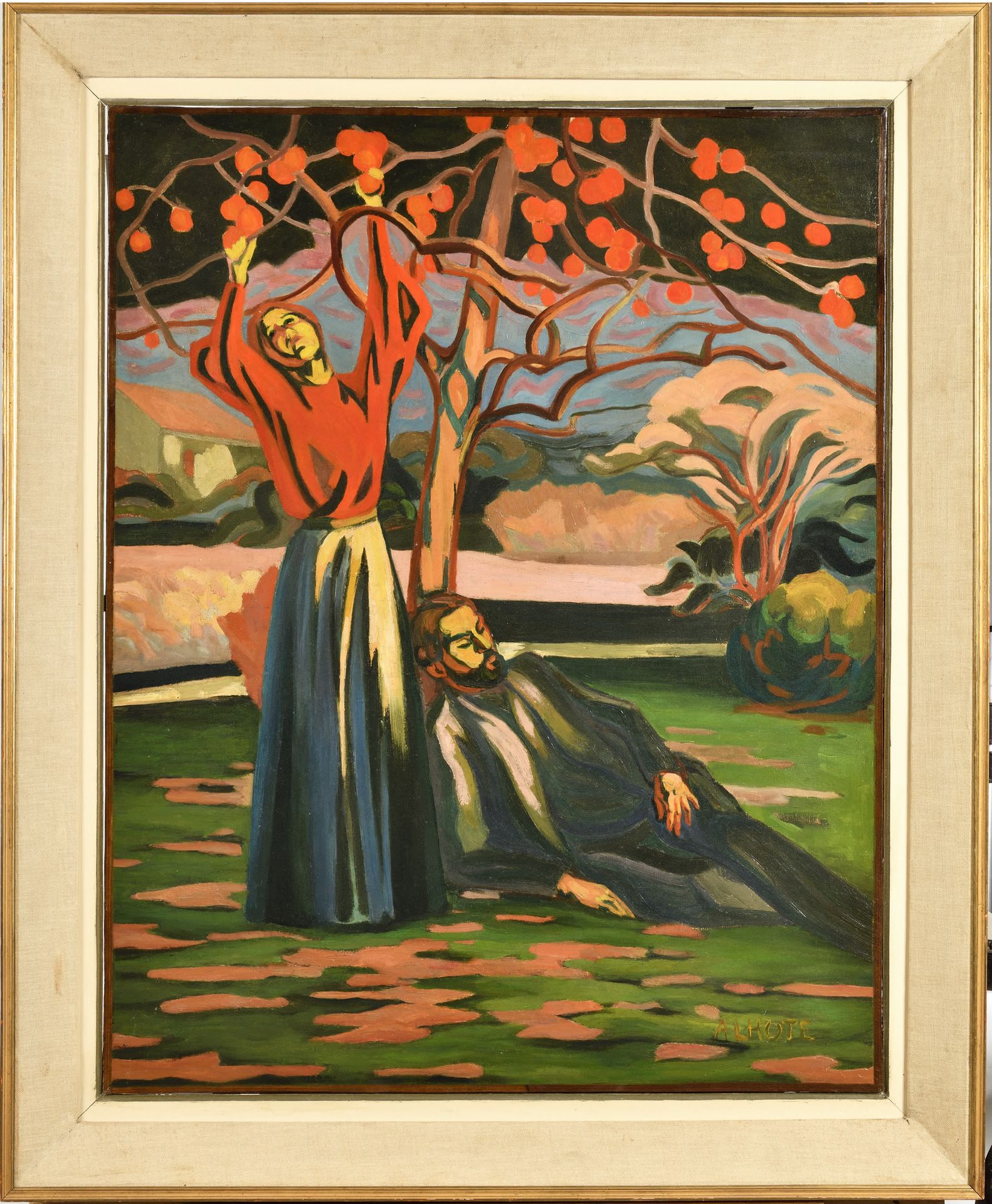 Null ANDRE LHOTE (1885-1962) La cueillette des kakis, 1908 纸上油画，布上签名右下角 91 x 72 &hellip;