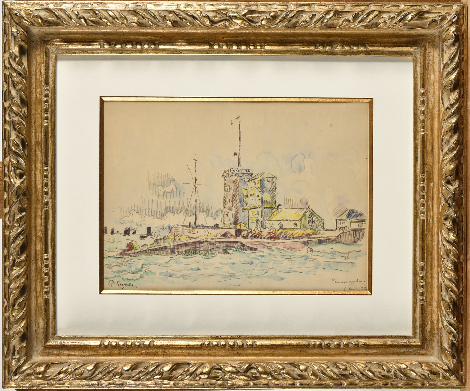 Null PAUL SIGNAC (1863-1935) Penmarch, 1922 Acuarela Firmada abajo a la izquierd&hellip;