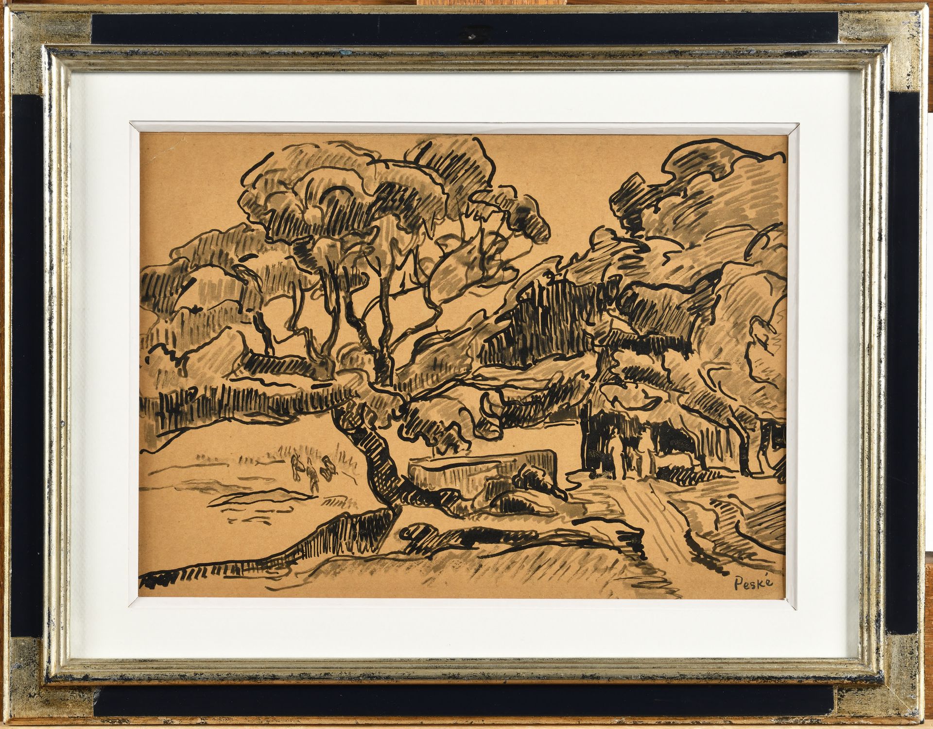 Null JEAN PESKE (1870-1949) Le grand arbre Indian ink Signed lower right 23 x 32&hellip;
