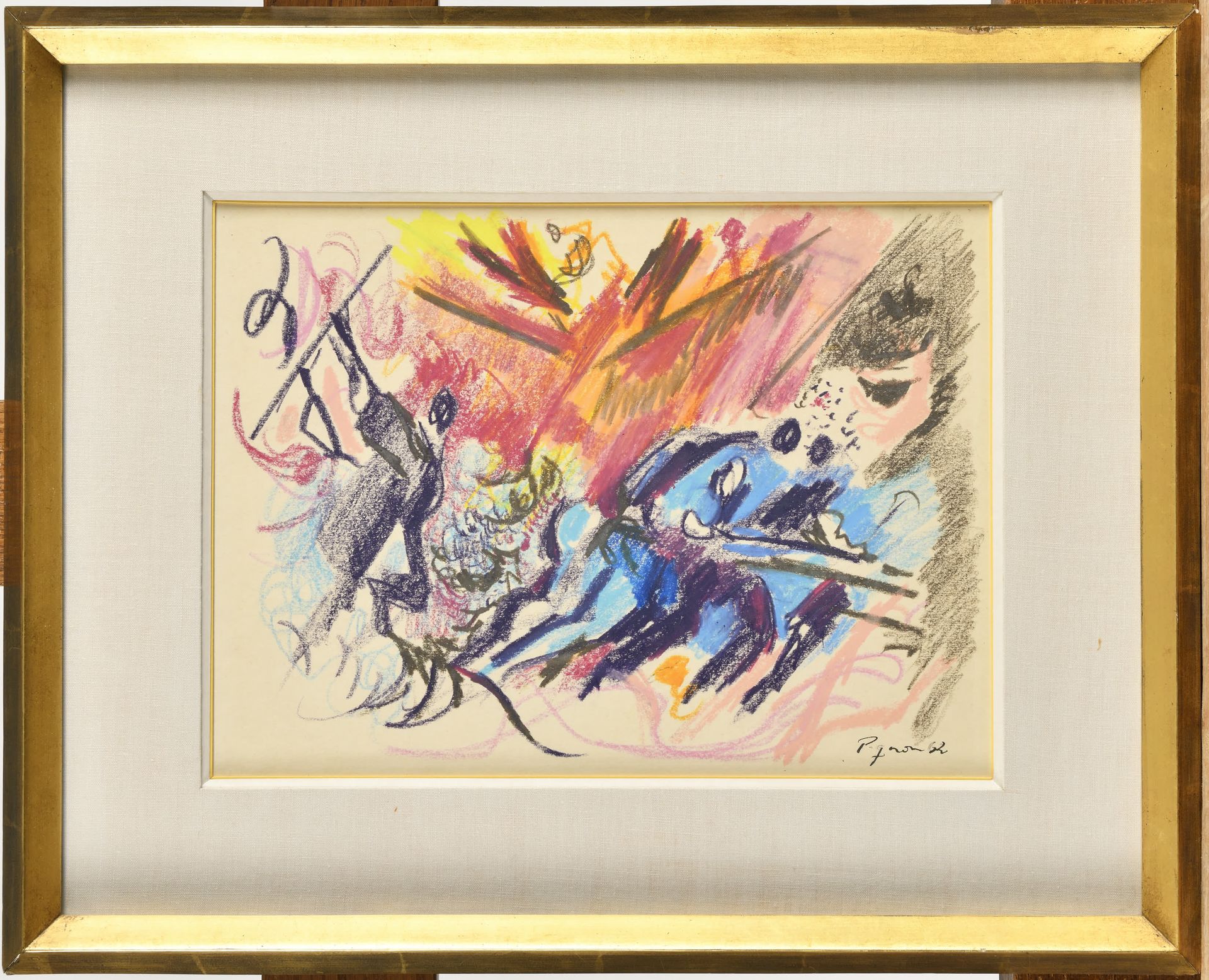 Null EDOUARD PIGNON (1905-1993) Pousseurs de blé, 1962 Pastel Signé en bas à dro&hellip;