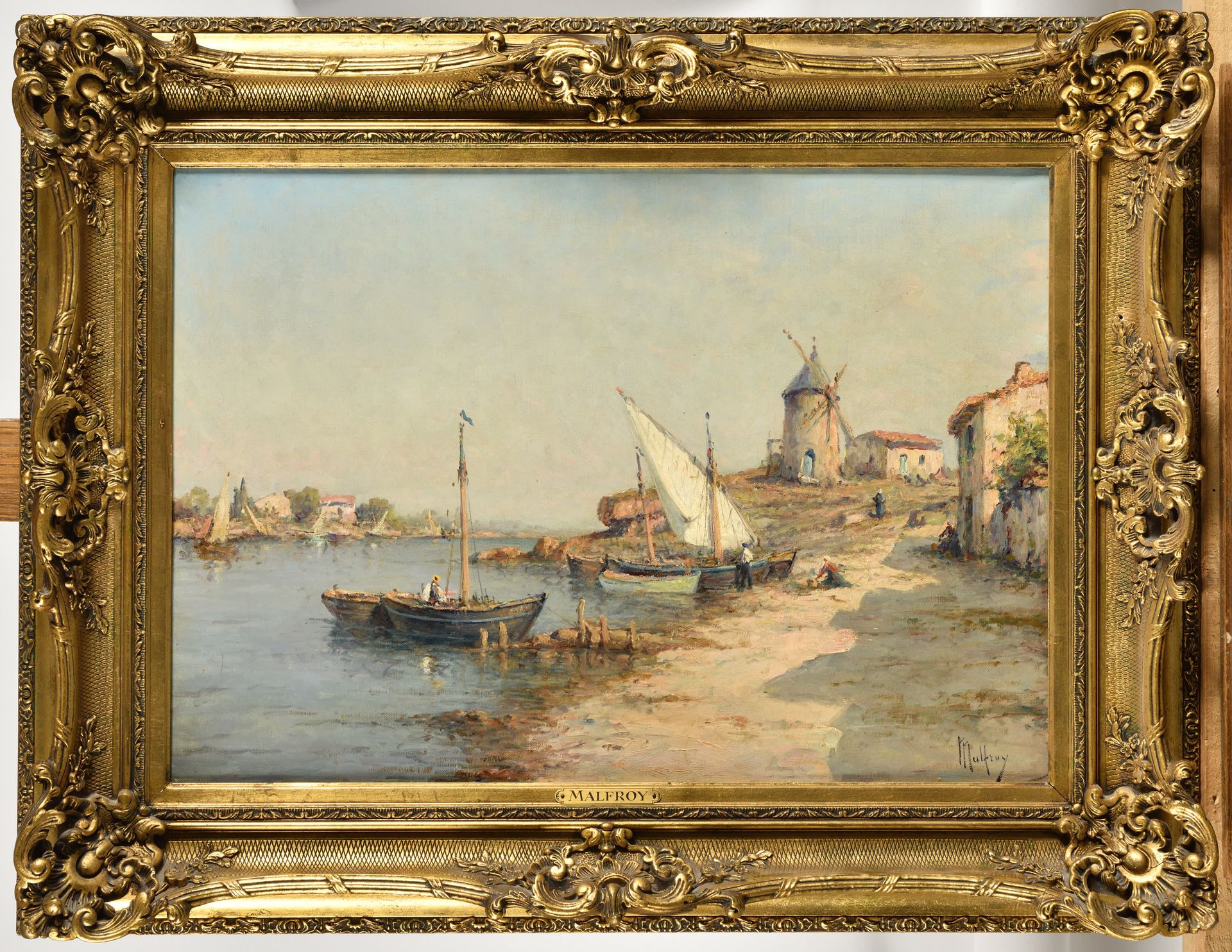 Null HENRY MALFROY (1895-1944) Moulin au bord de l'estuaire 布面油画 右下方签名 46 x 65 c&hellip;