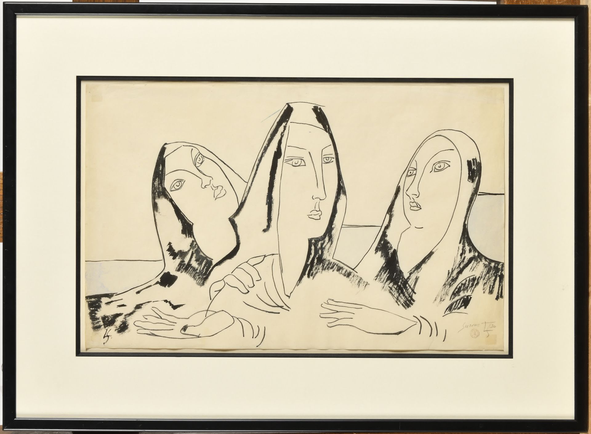 Null LEOPOLD SURVAGE (1879-1968) The Three Women, 1930 Pen and ink Signed, monog&hellip;