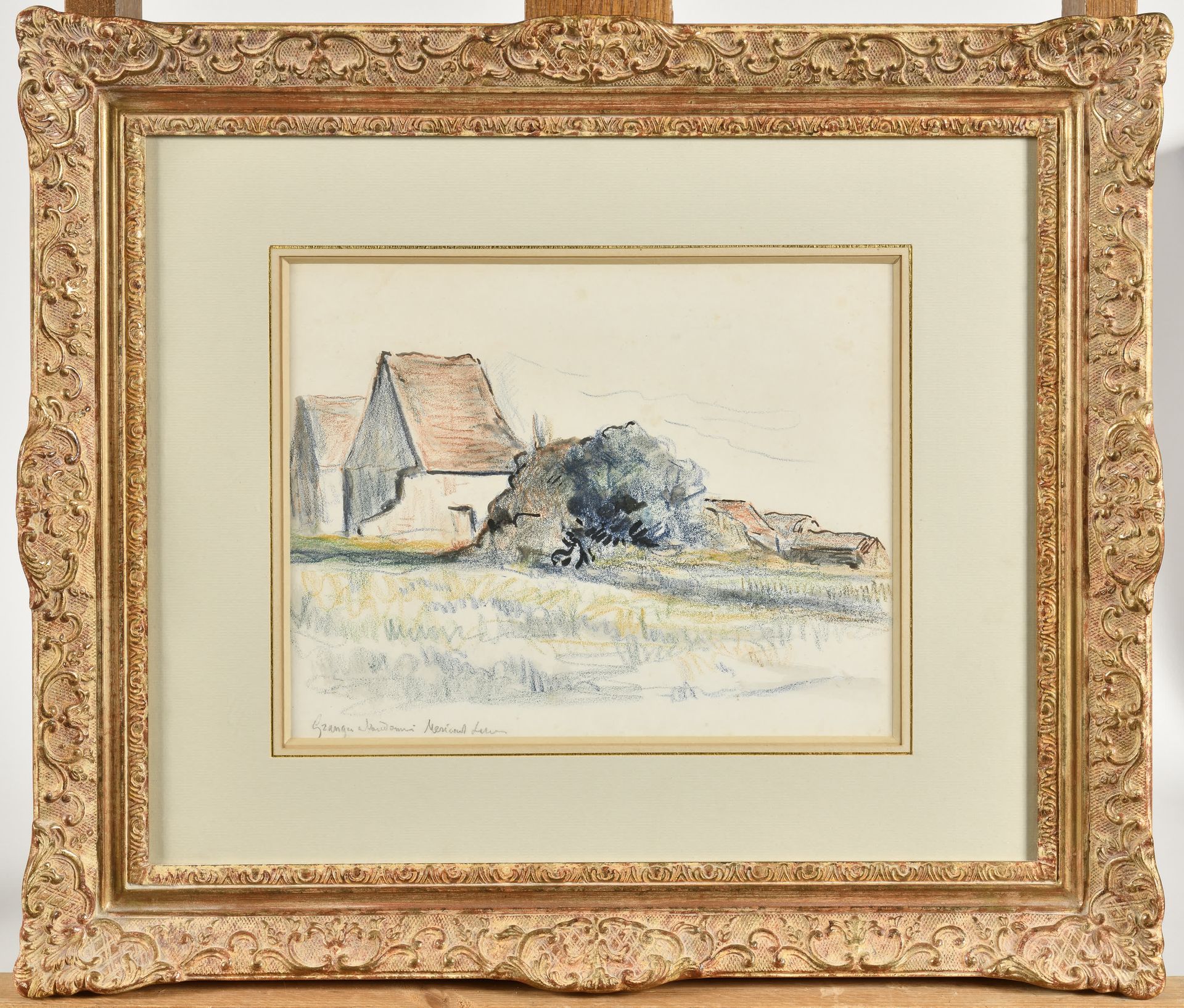 Null MAXIMILIEN LUCE (1858-1941) Graneros abandonados en Méricourt Pastel Firmad&hellip;