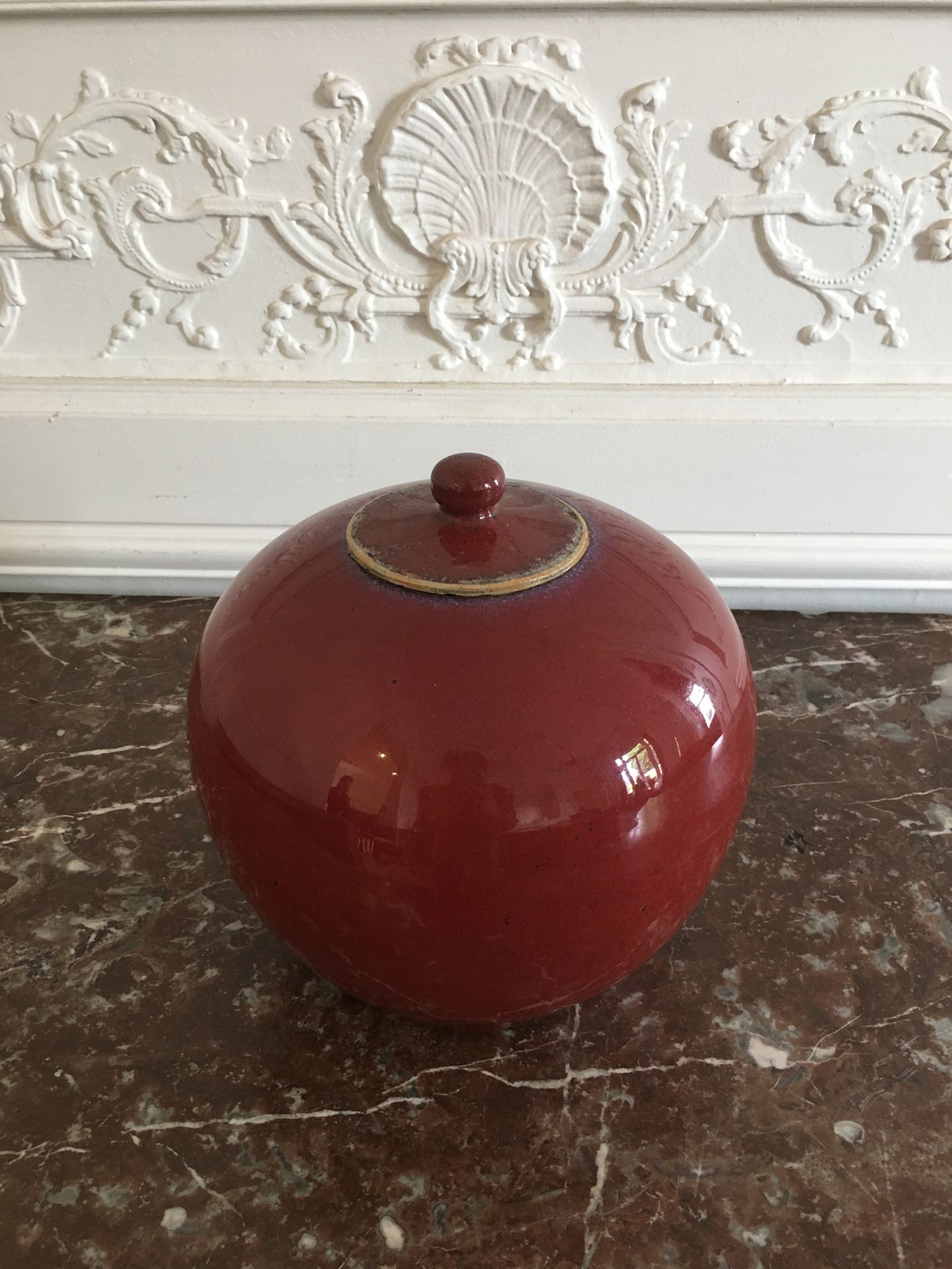 Null 中国 红瓷生姜罐 "sang de boeuf"（报告盖子）。 19世纪。 高度：23厘米