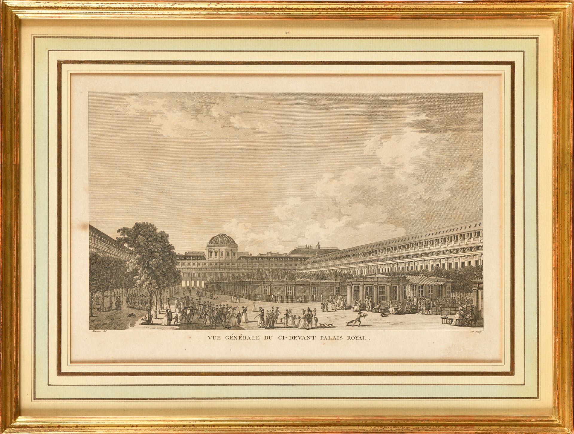 Null Suite of three engravings: -Vue of the city hall of Paris, taken from the h&hellip;