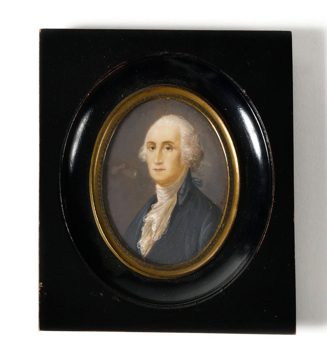 Null « Georges Washington » Miniature ovale, cerclée de laiton, sous verre. 8 x &hellip;