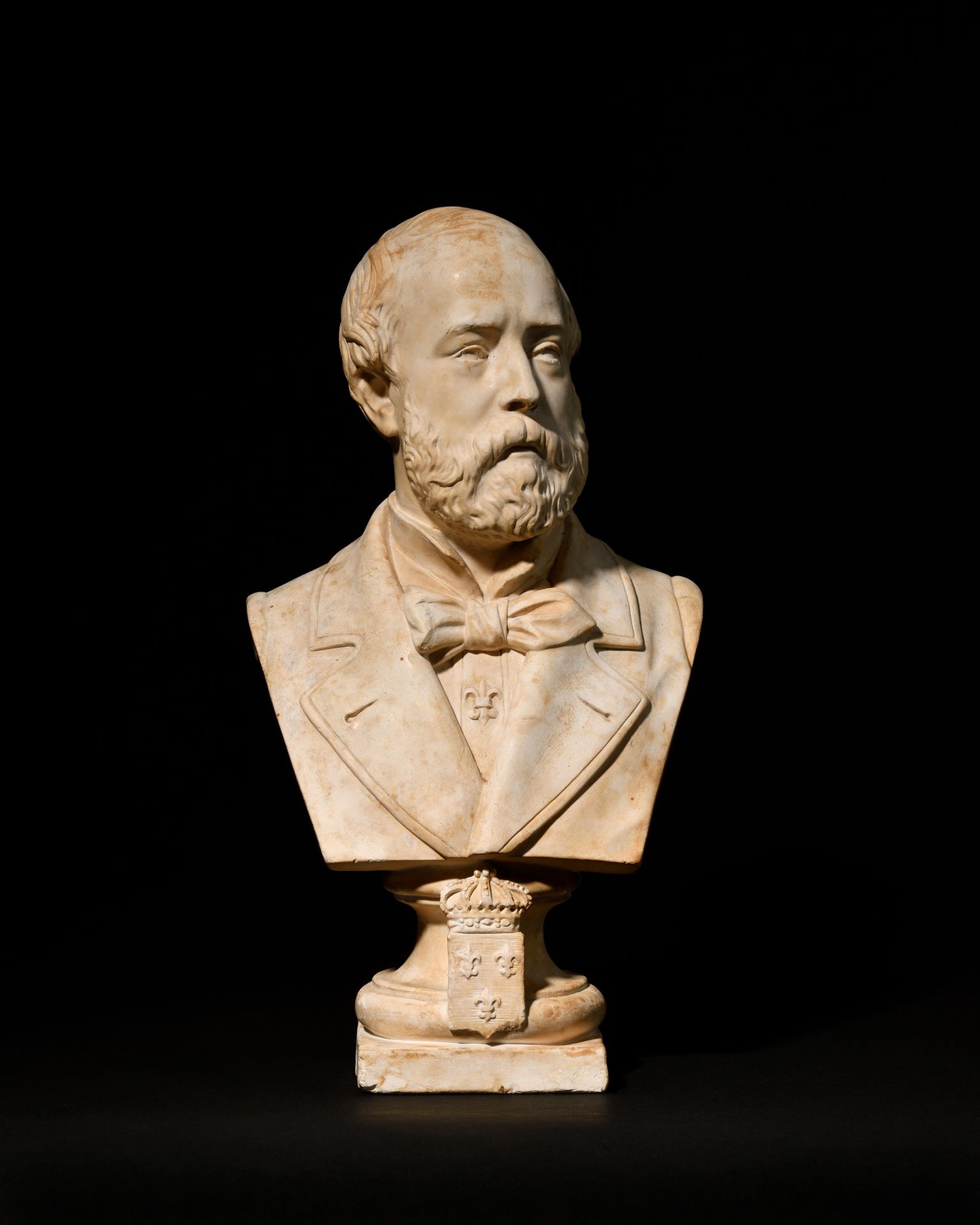 Null "The Count of Chambord" plaster bust on a pedestal with the arms of France.&hellip;