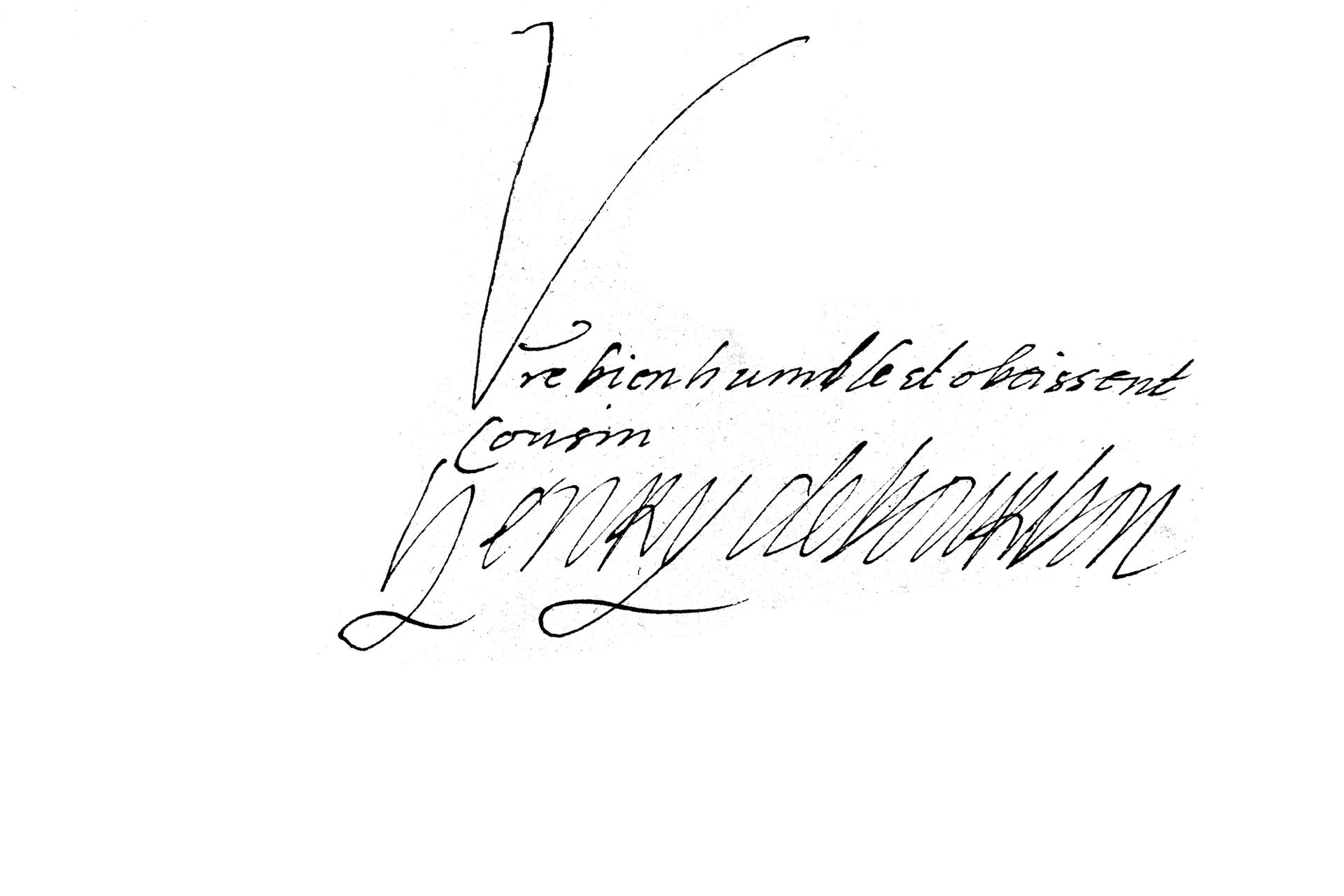 Null CONDÉ (HENRI DE BOURBON, PRÍNCIPE DE). Carta firmada "Henry de bourbon" con&hellip;