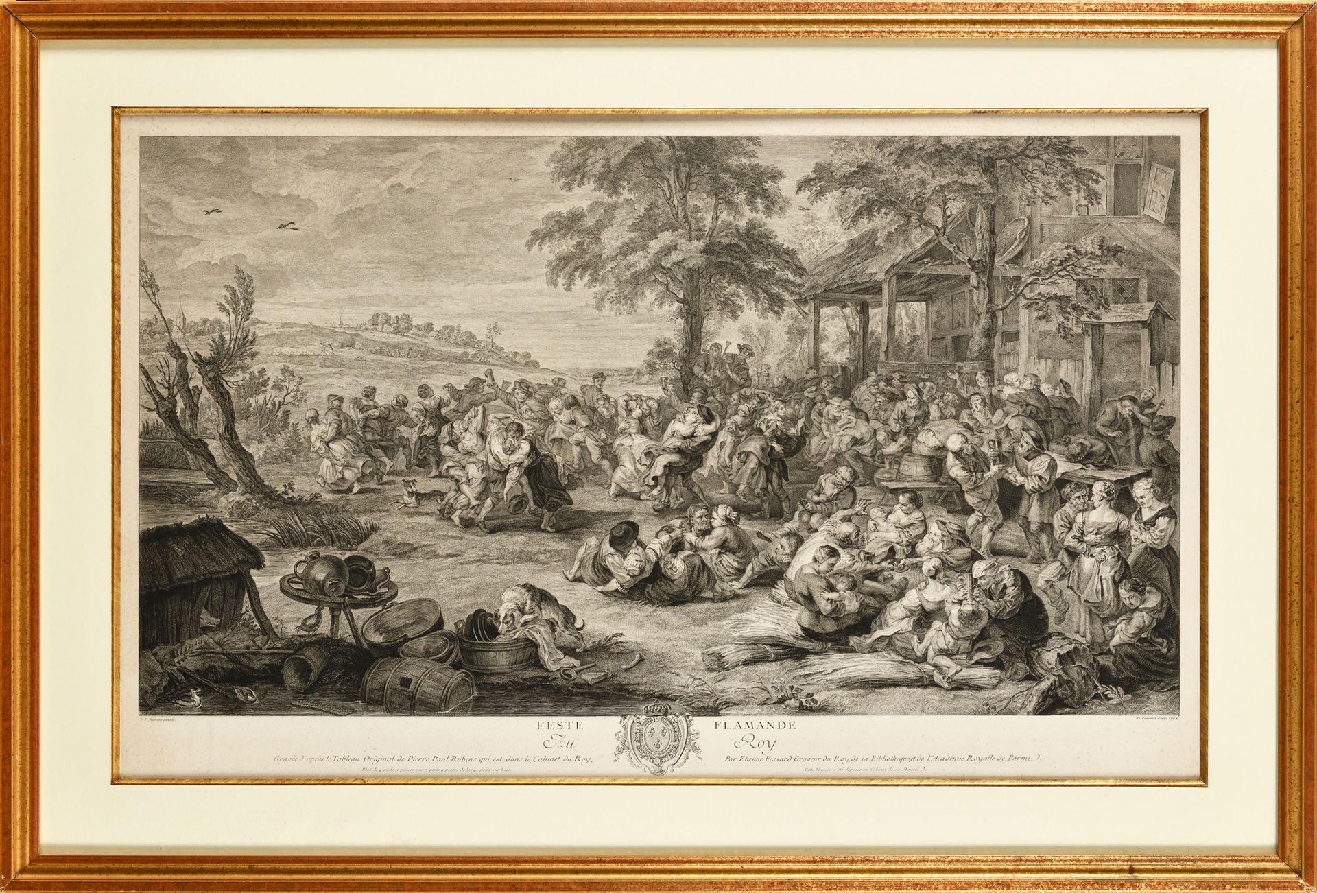 Null RUBENS, after. Flemish festival. Large engraving by Etienne Fessard. 49 x 7&hellip;