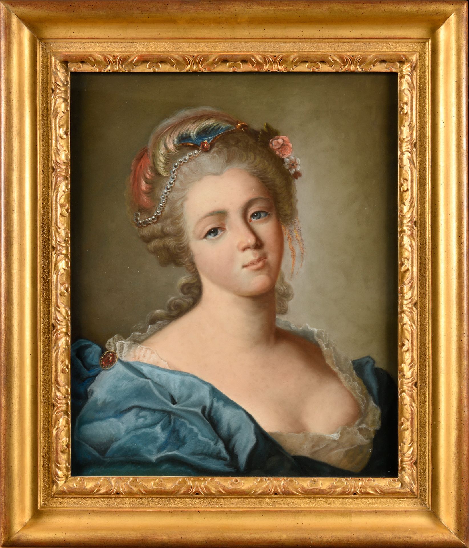 Null 法国玛丽-路易丝-维克多尔公主的画像 木板粉彩。背面有一个标签，显示 "玛丽-路易丝-维克多瓦公主，国王的妹妹"。玻璃框架 53 x 43.5 cm