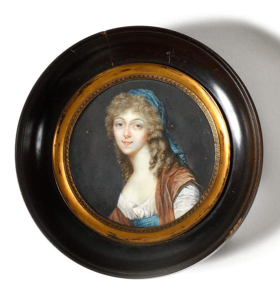 Null School of the 19th century. "Presumed portrait of Charlotte Plunket" Round &hellip;