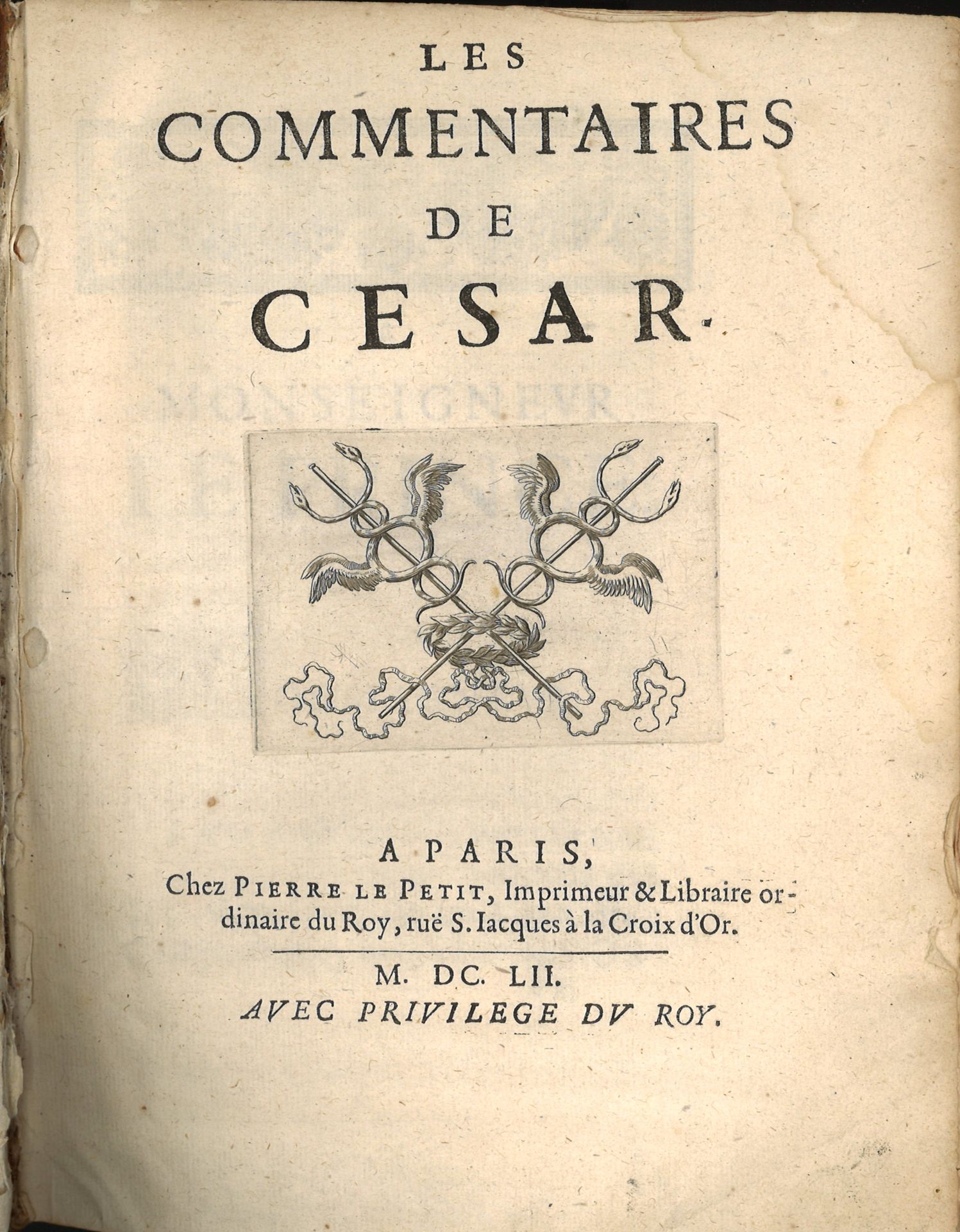 Null 杂项。- 一套5册。 - CÉSAR. The Commentaries.在巴黎，chez Pierre Le Petit, 1652。四开本，黄褐色&hellip;