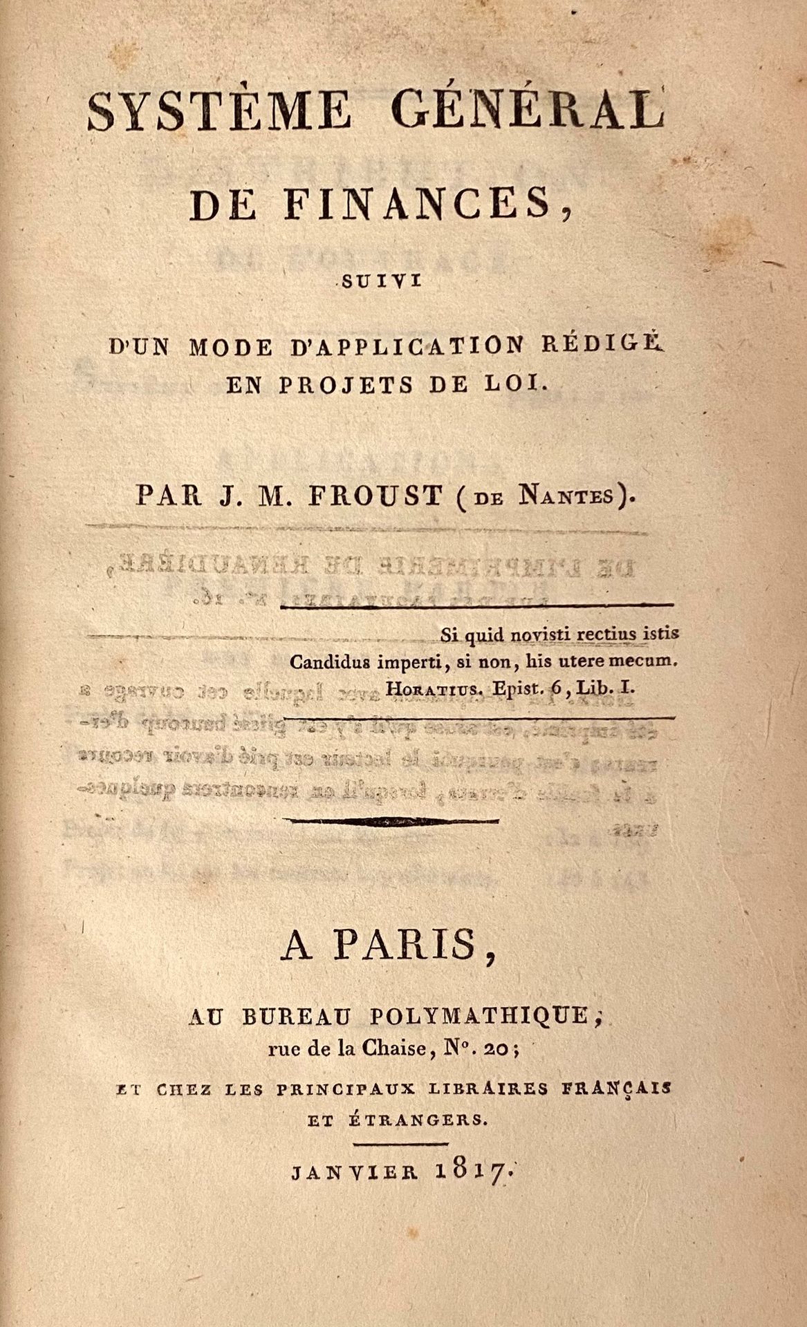Null 一套历史书，包括：:- Système général de finances, J. M. Froust, 1817 - Le livre de p&hellip;
