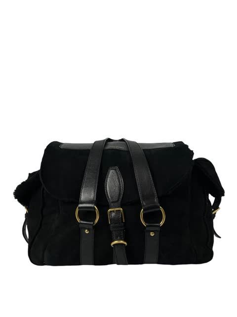 Null YVES SAINT LAURENT Borsa grande da 30 cm in montone e pelle nera. Buono sta&hellip;