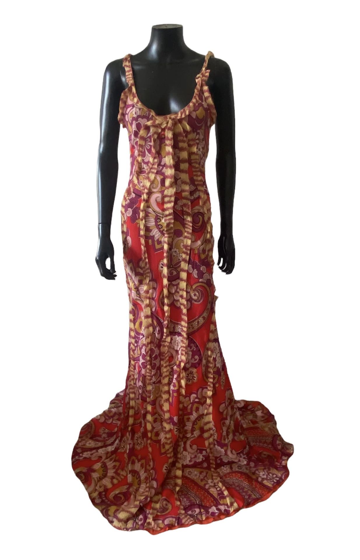 Null ETRO Long dress in silk crepe with straps, bare back. S. 42 IT. New conditi&hellip;